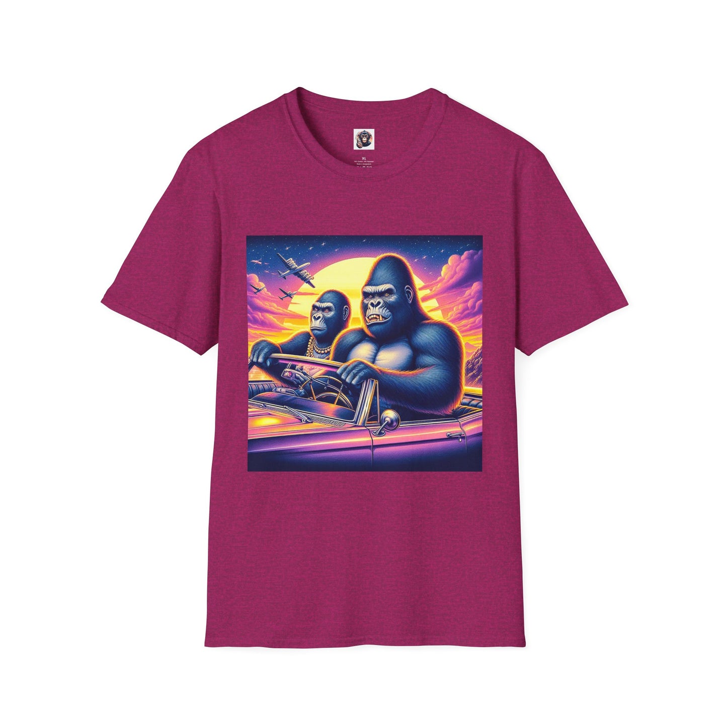 Wacky Gorilla pink car T-Shirt Printify S Antique Heliconia