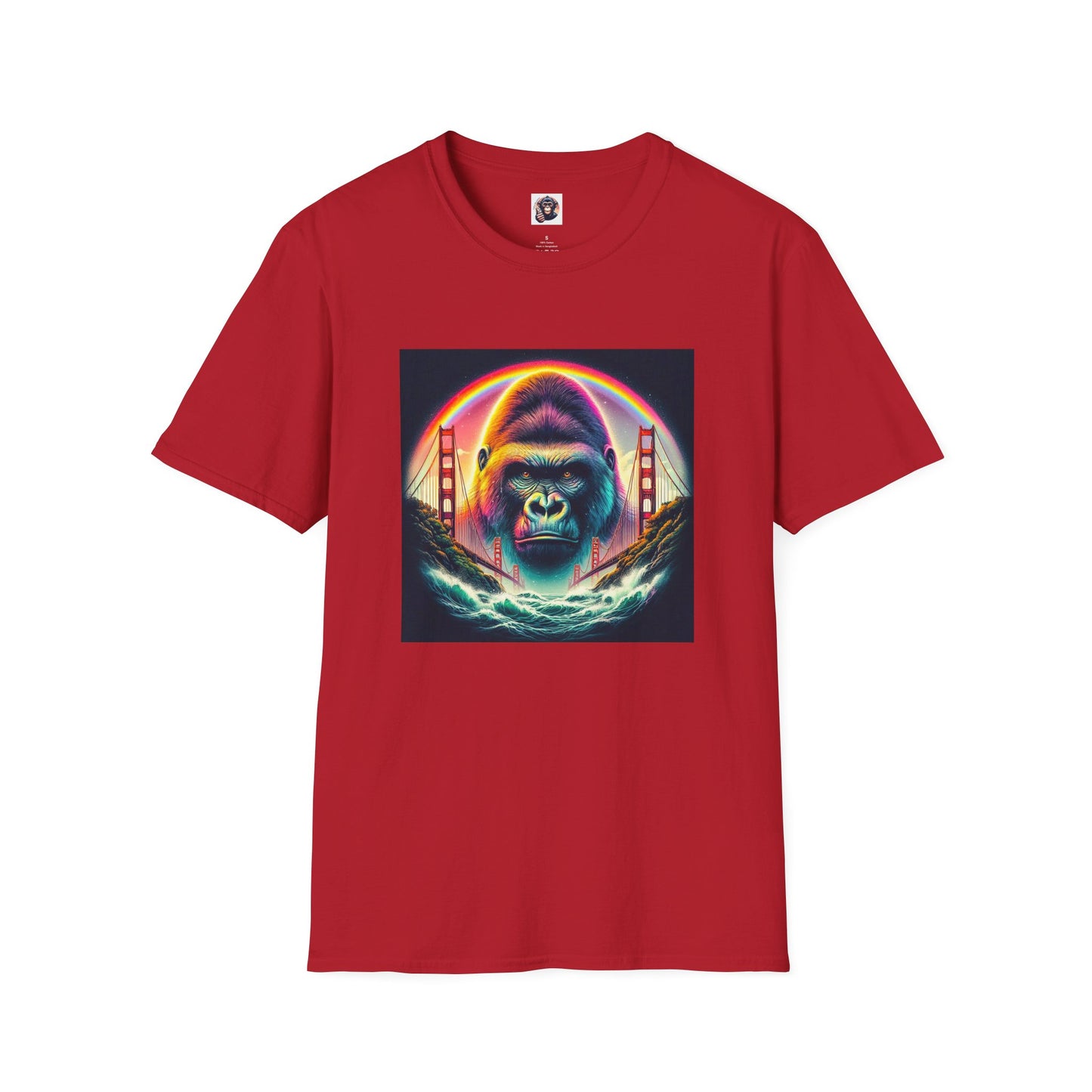 Gorilla rainbow ocean T-Shirt Printify S Cherry Red