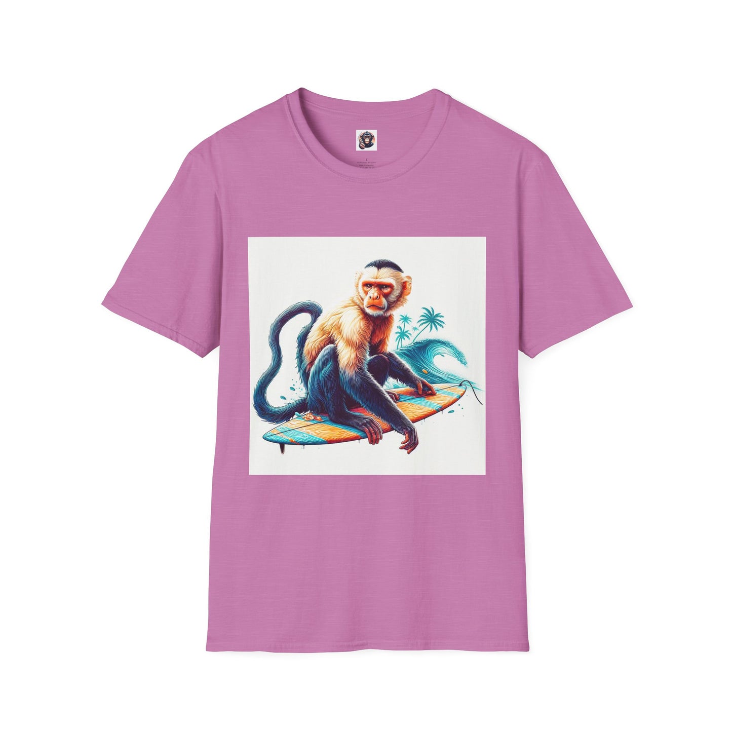 Capuchin Monkey ocean surfer T-Shirt Printify S Heather Radiant Orchid