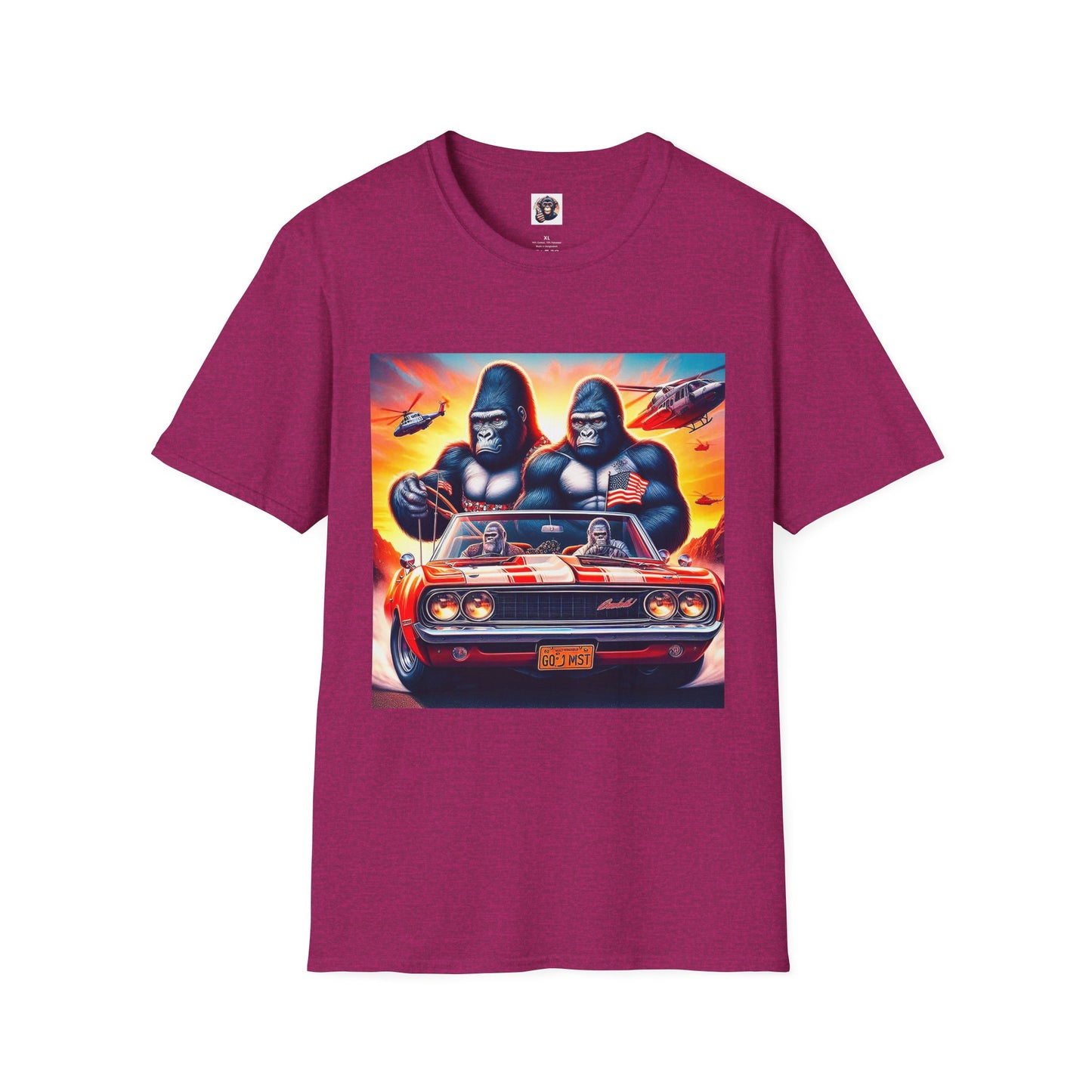 Gorilla red car T-Shirt Printify S Antique Heliconia