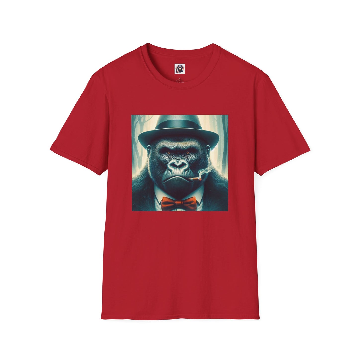 Gorilla cigar smoking T-Shirt Printify S Cherry Red