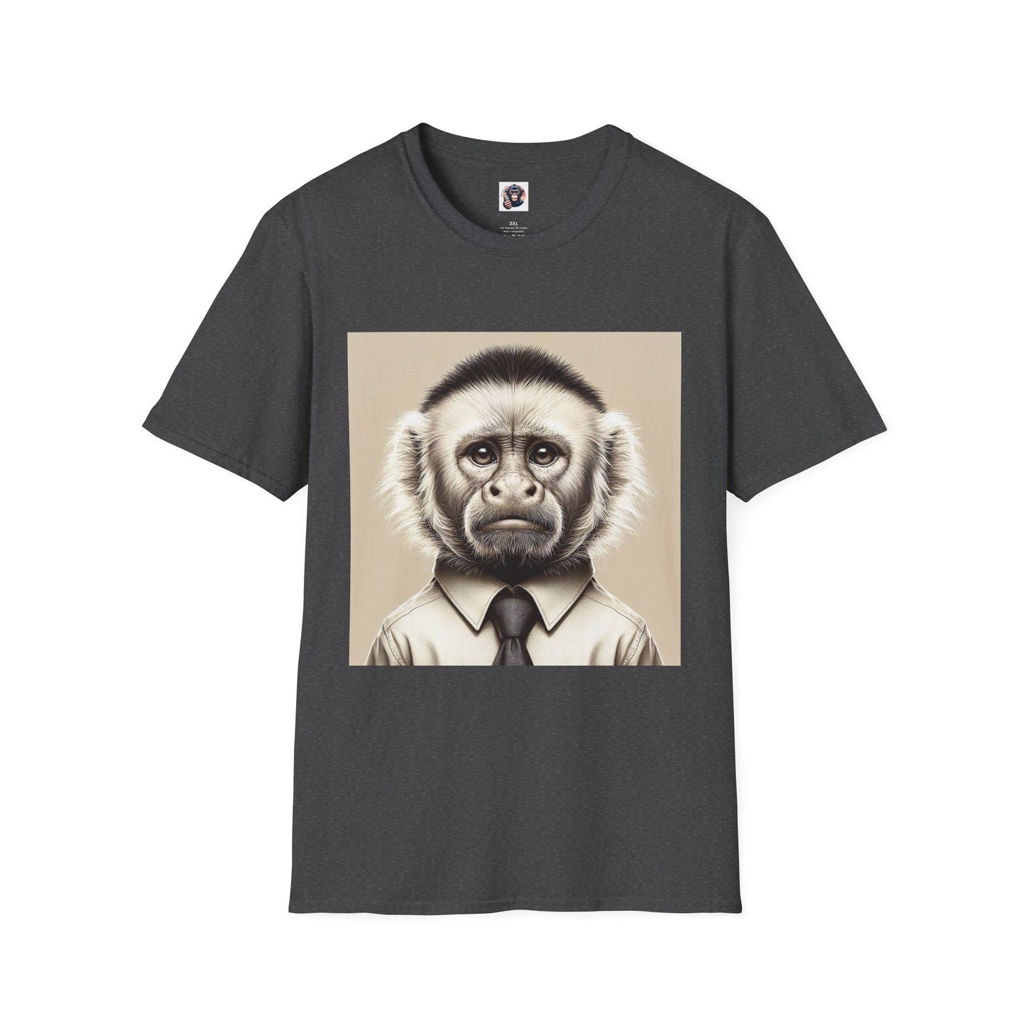 Capuchin Monkey business man T-Shirt Printify XS Dark Heather