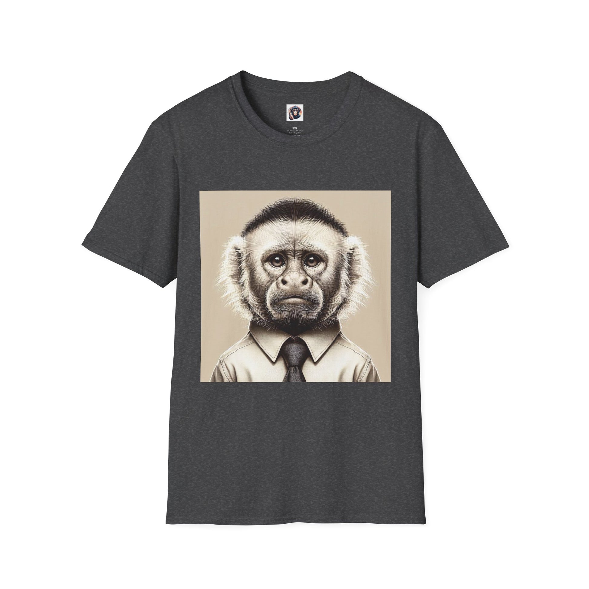 Capuchin Monkey business man T-Shirt Printify XS Dark Heather