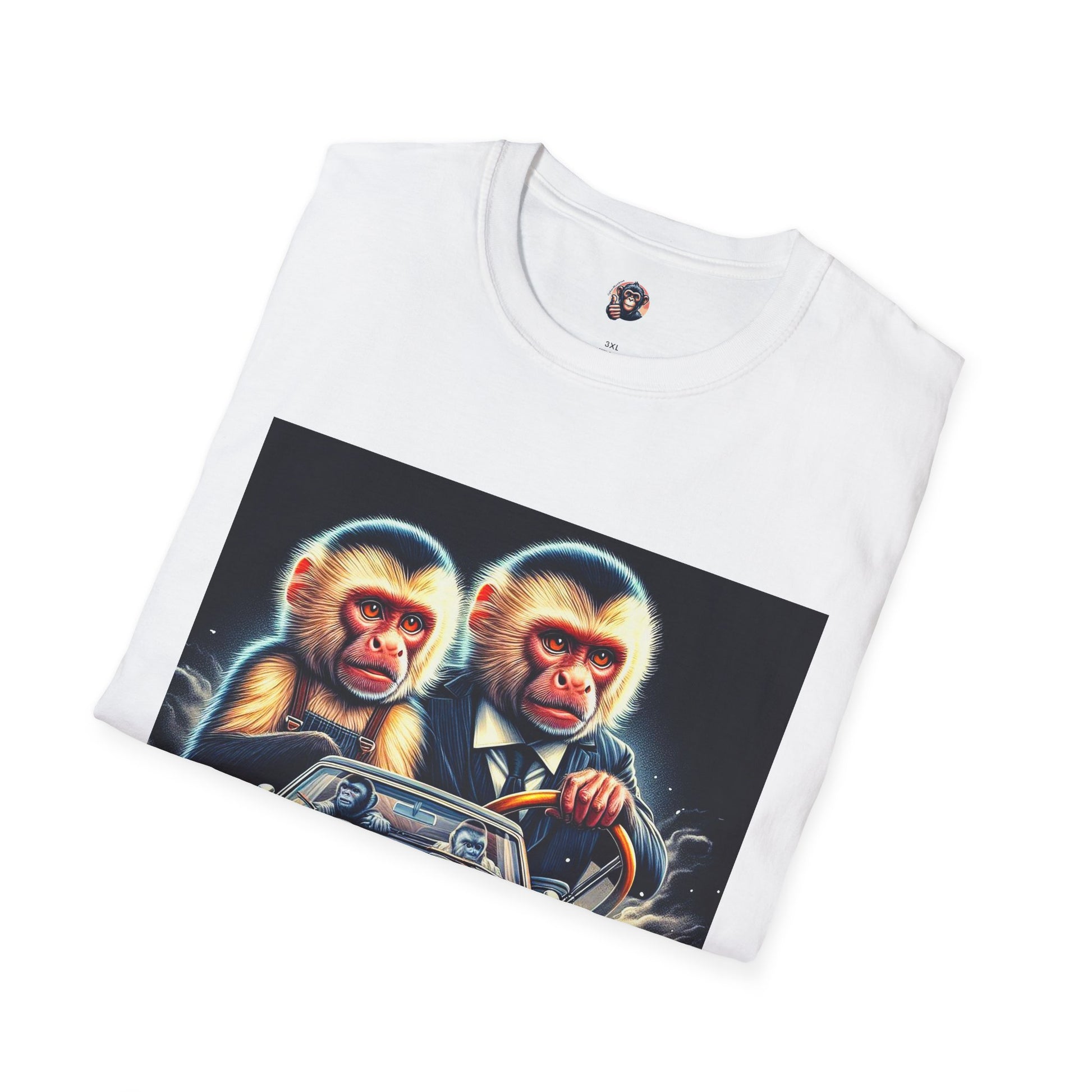 Wacky Capuchin Monkey men in black shirt T-Shirt Printify