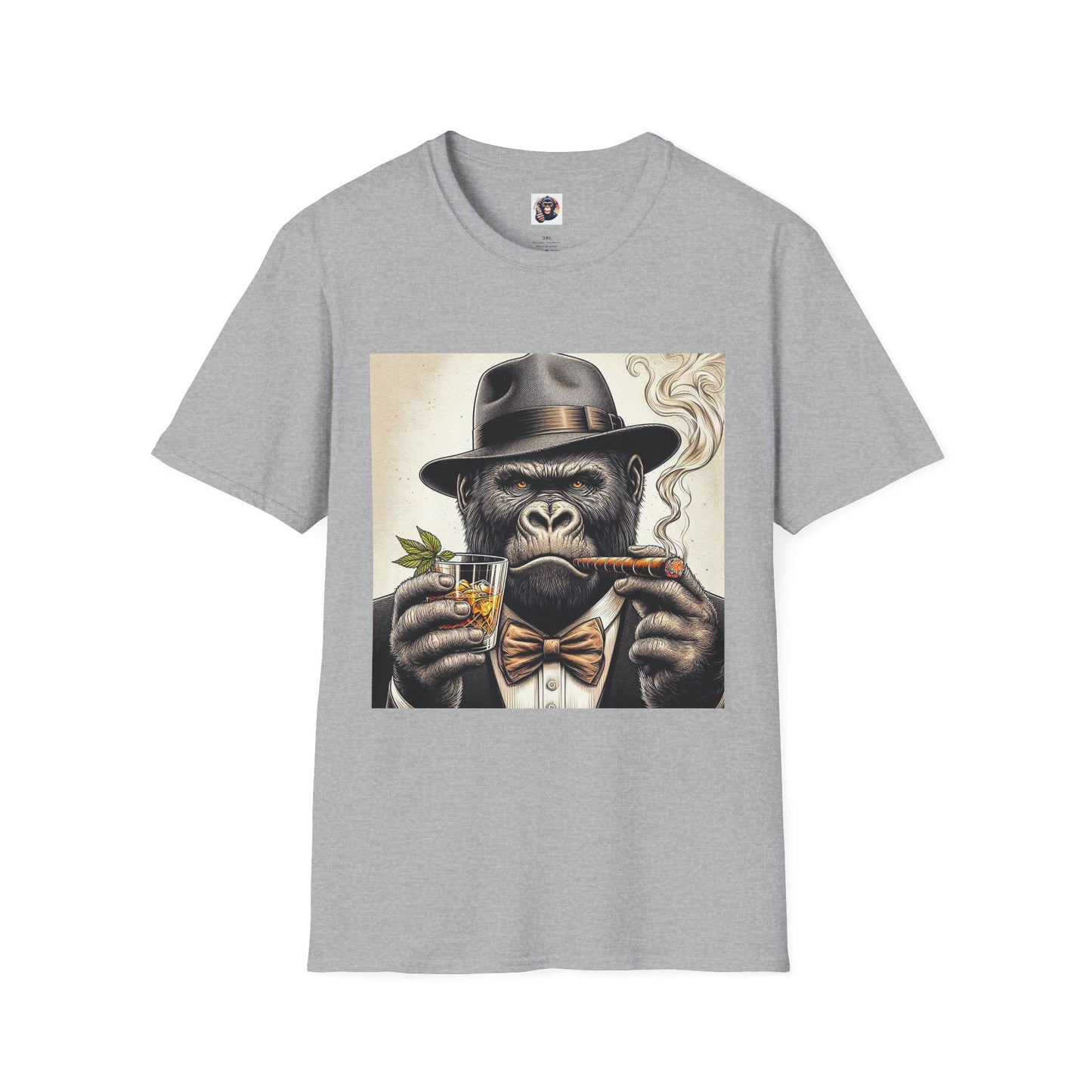 Gorilla whiskey and cigars T-Shirt Printify XS Sport Grey