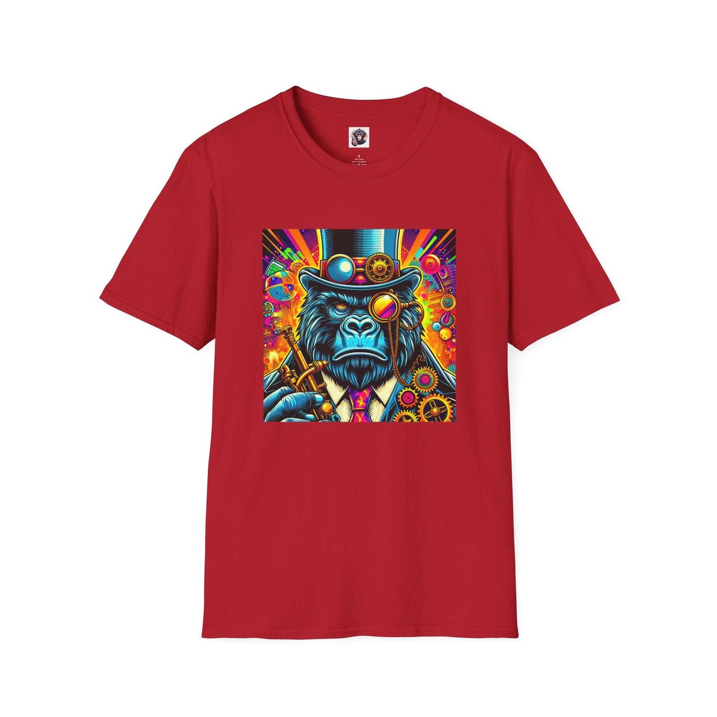 Gorilla steam punk T-Shirt Printify S Cherry Red