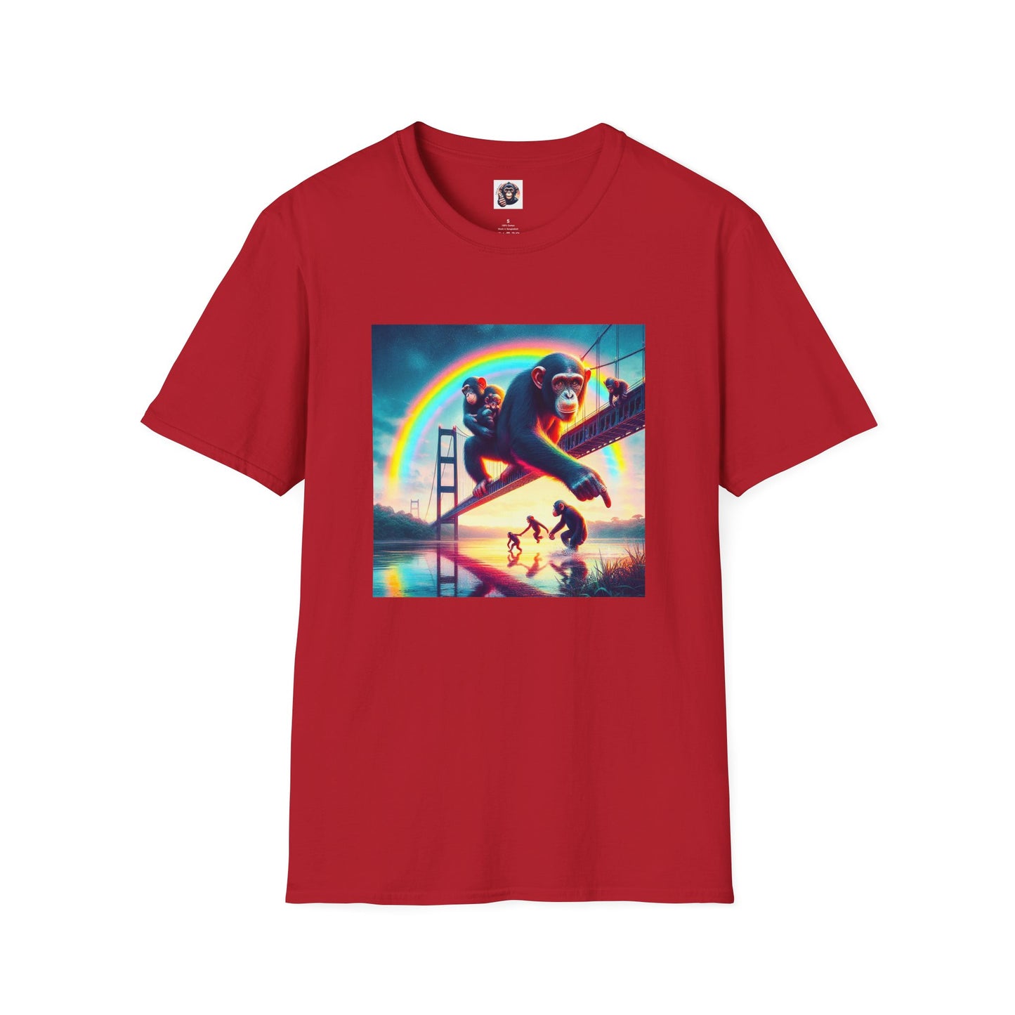 Bonobo rainbow and clouds T-Shirt Printify S Cherry Red