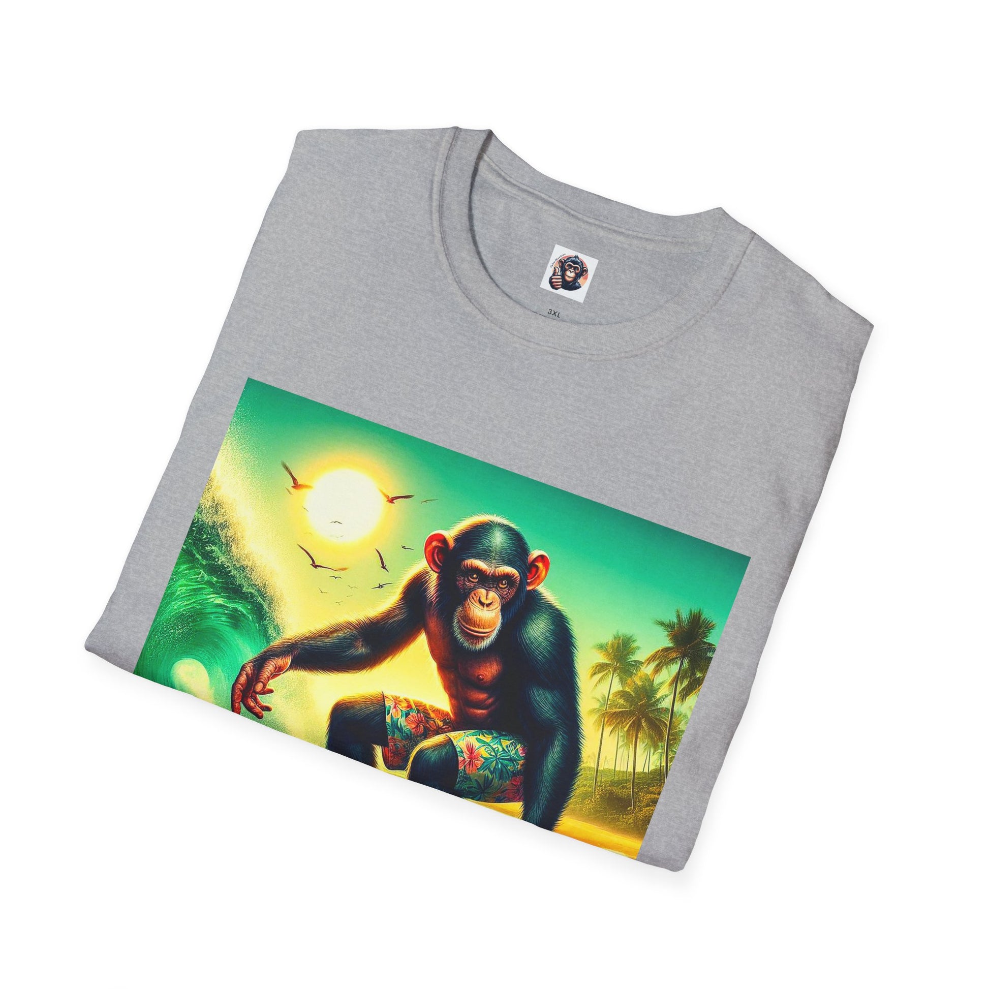 Chimp surfing dude T-Shirt Printify