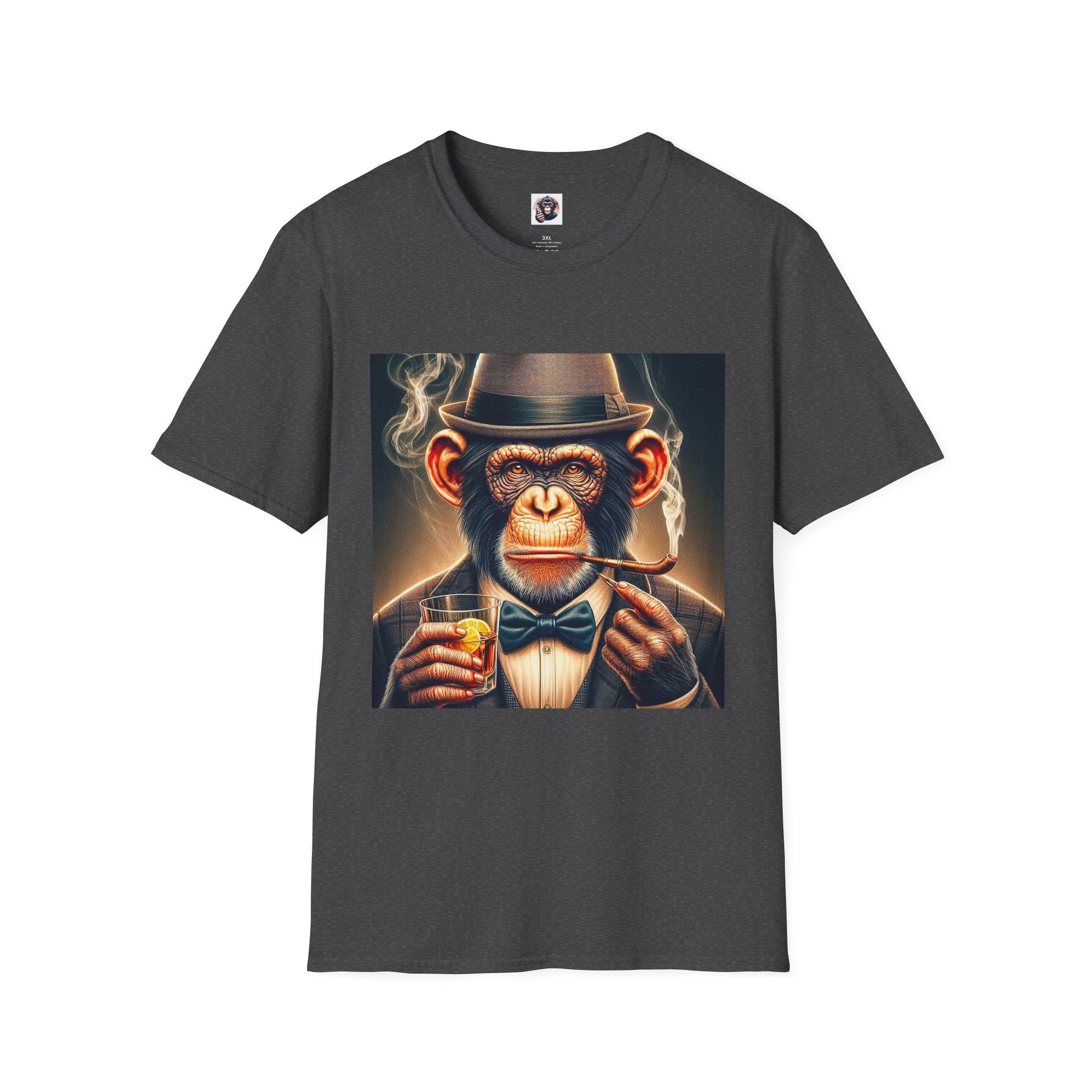 Chimp whiskey and cigars T-Shirt Printify XS Dark Heather