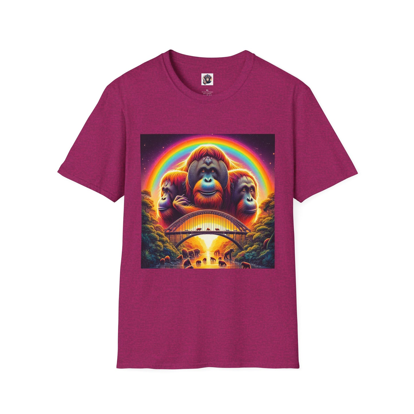 Orangutans rainbow bridge T-Shirt Printify S Antique Heliconia
