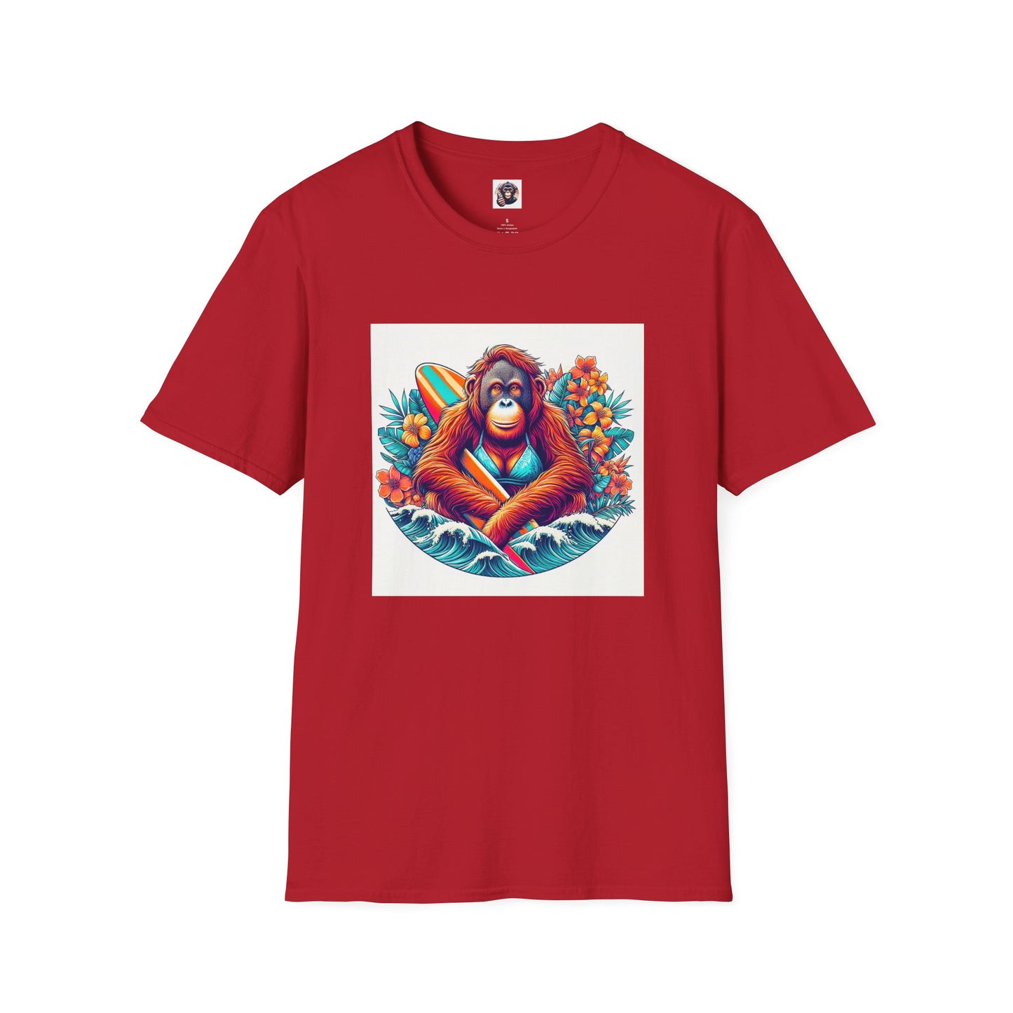 Orangutans surfing T-Shirt Printify S Cherry Red