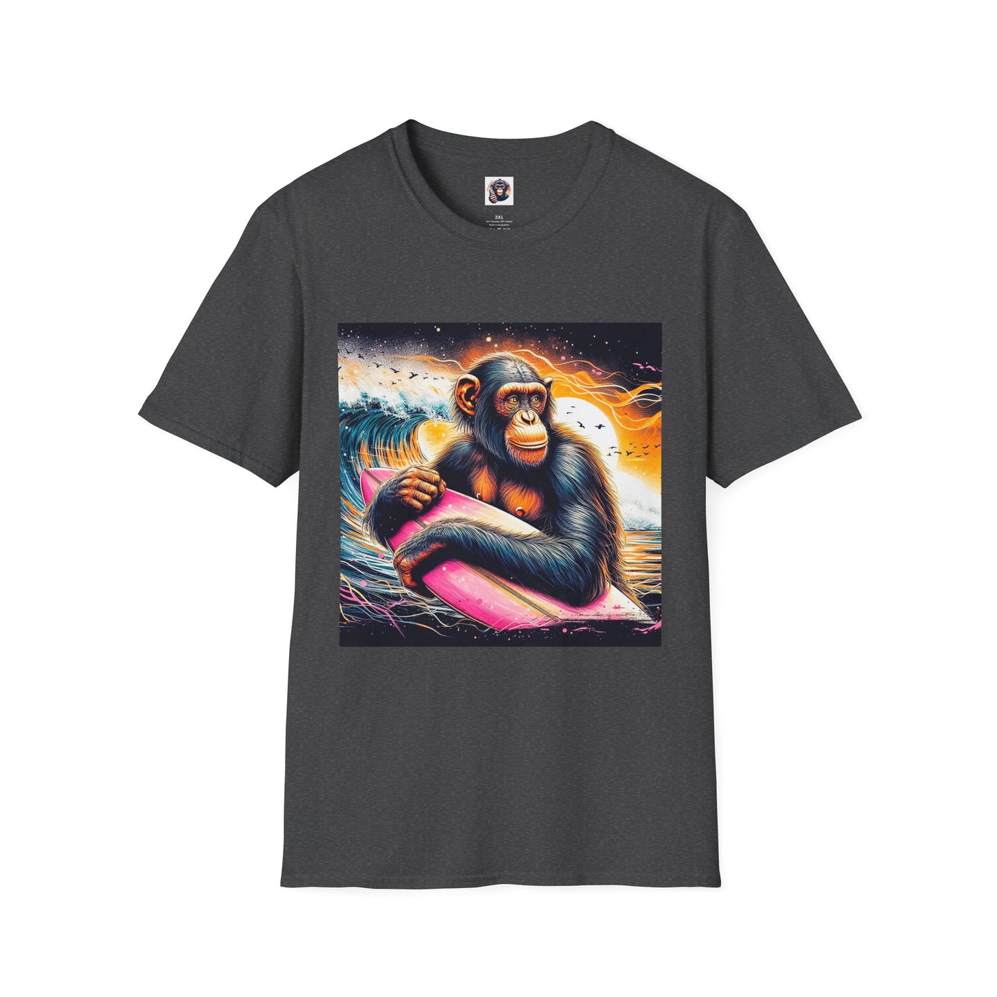Bonobo surfer T-Shirt Printify XS Dark Heather