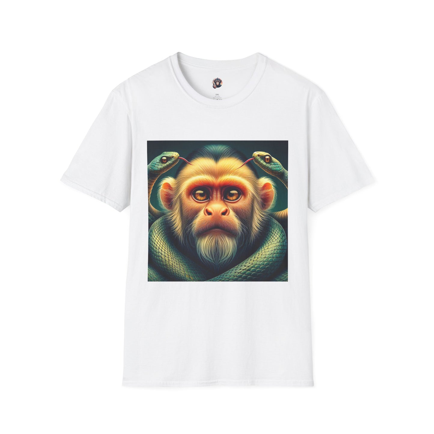 Capuchin Monkey scary snakes shirt T-Shirt Printify S White