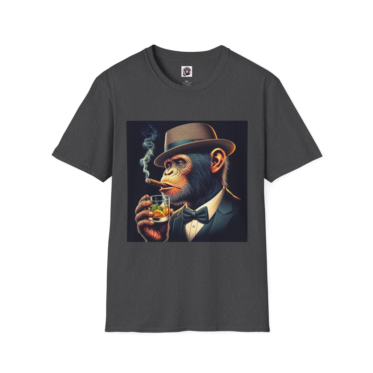 Bonobo cigars and whiskey T-Shirt Printify XS Dark Heather