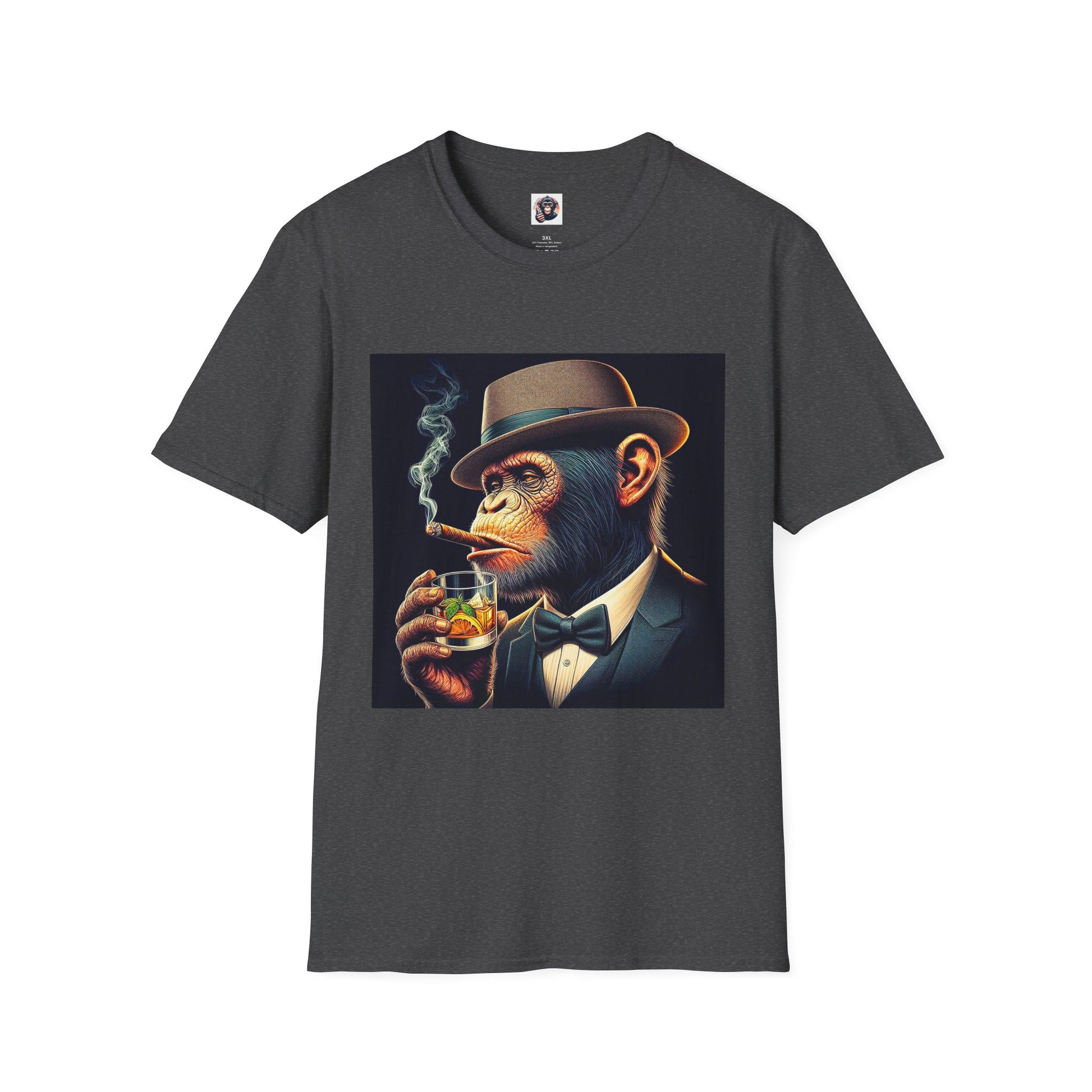 Bonobo cigars and whiskey T-Shirt Printify XS Dark Heather