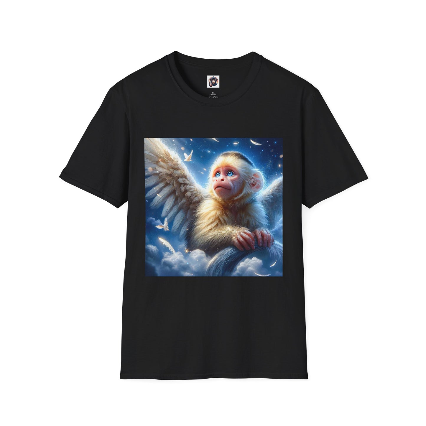 Capuchin Monkey Angel wings T-Shirt Printify XS Black