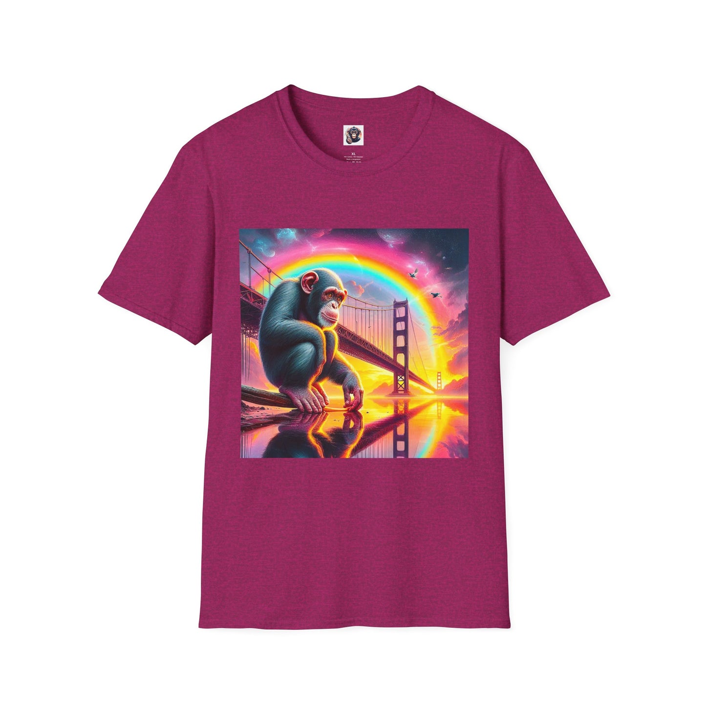 Chimp rainbow bridge T-Shirt Printify S Antique Heliconia