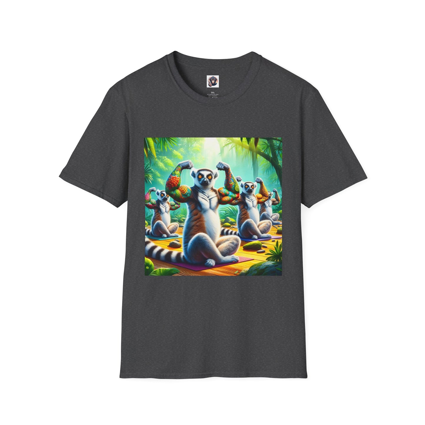 Lemurs yoga T-Shirt Printify XS Dark Heather