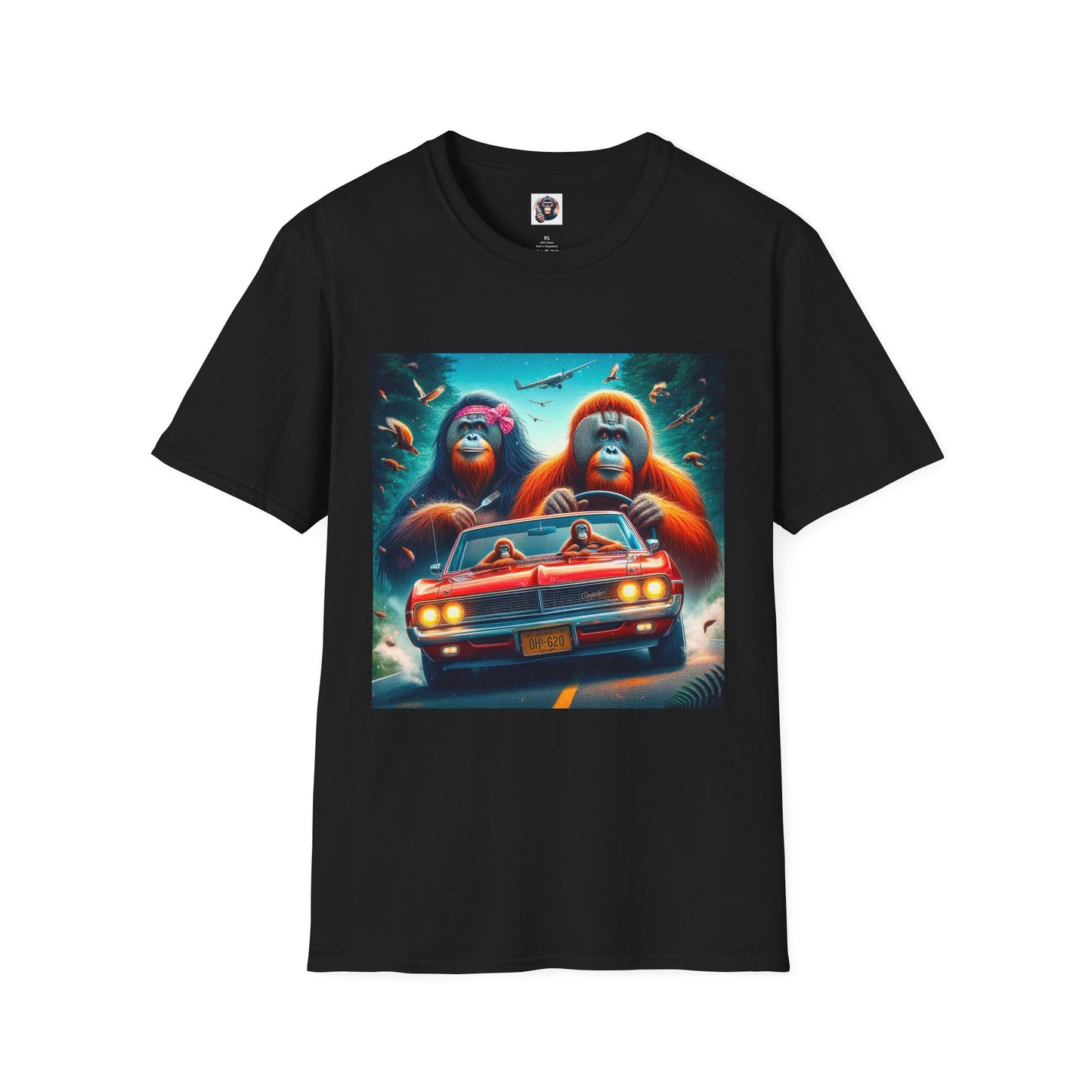 Wacky Orangutans red car T-Shirt Printify XS Black