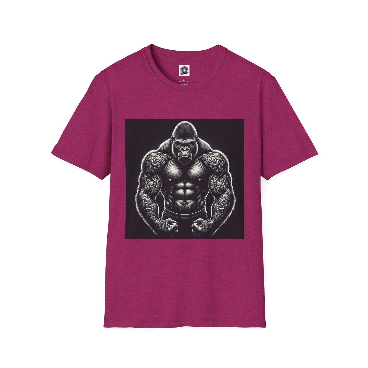 Gorilla muscles man T-Shirt Printify S Antique Heliconia