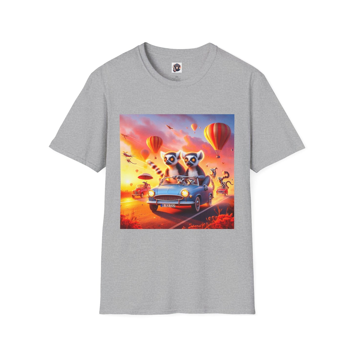 Wacky Lemurs hot air balloon T-Shirt Printify XS Sport Grey