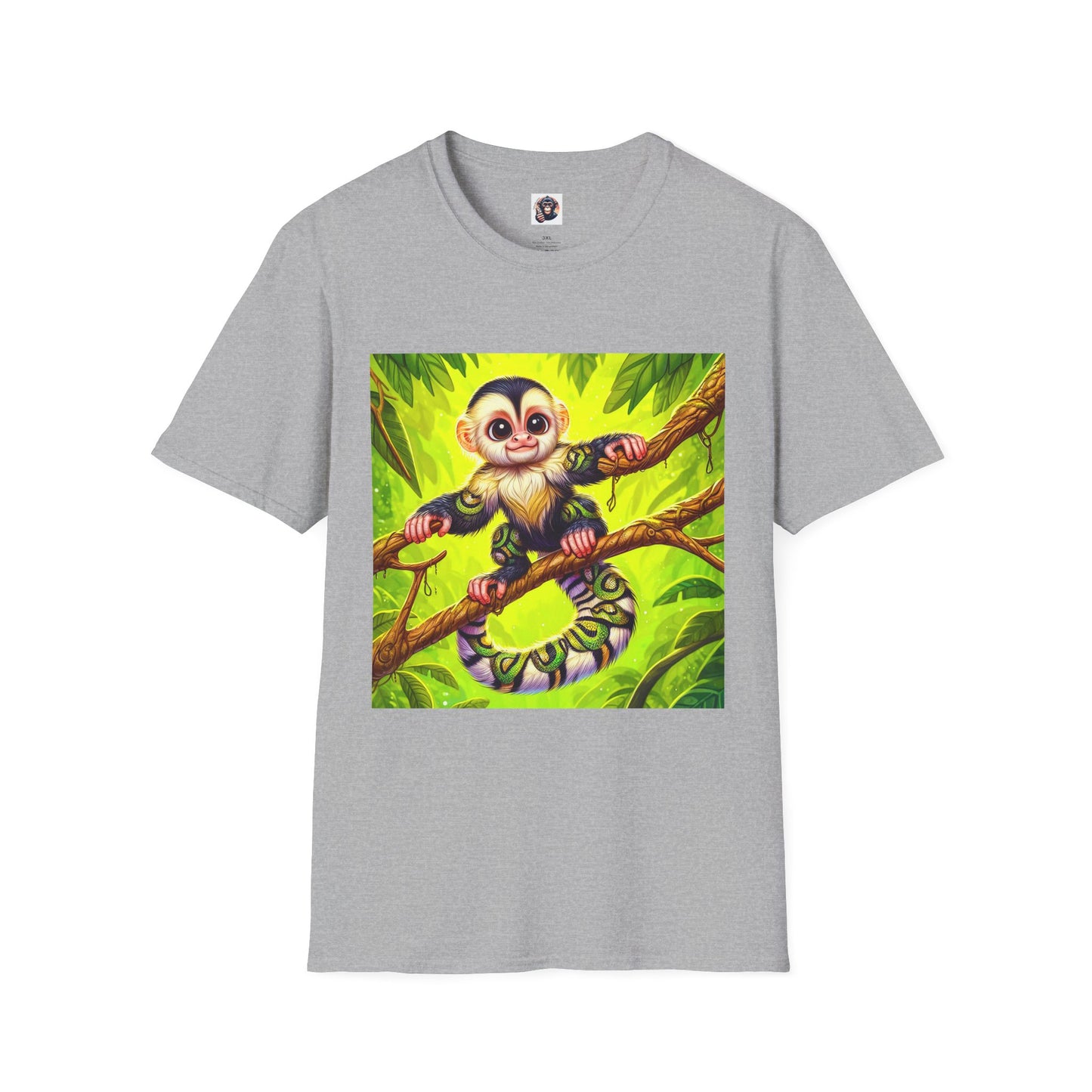 Capuchin Monkey jungle T-Shirt T-Shirt Printify XS Sport Grey