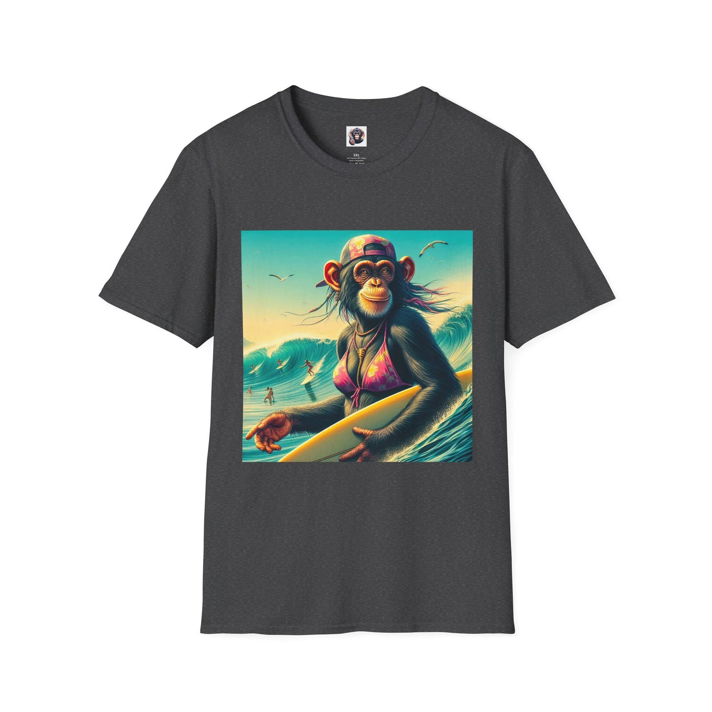 Chimp ocean babe T-Shirt Printify XS Dark Heather