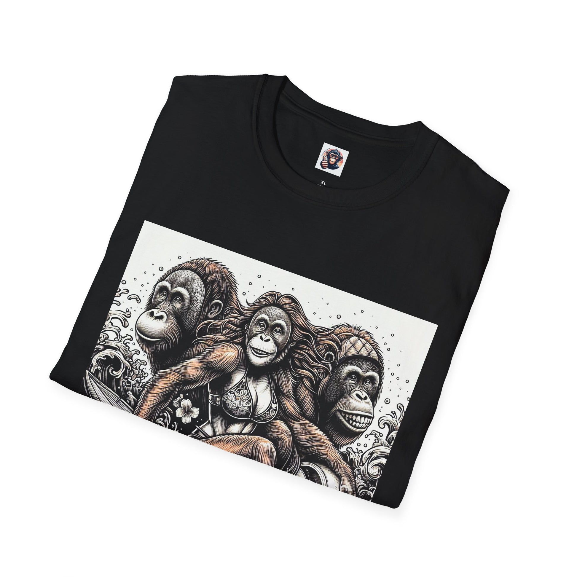 Orangutans surfing queens T-Shirt Printify