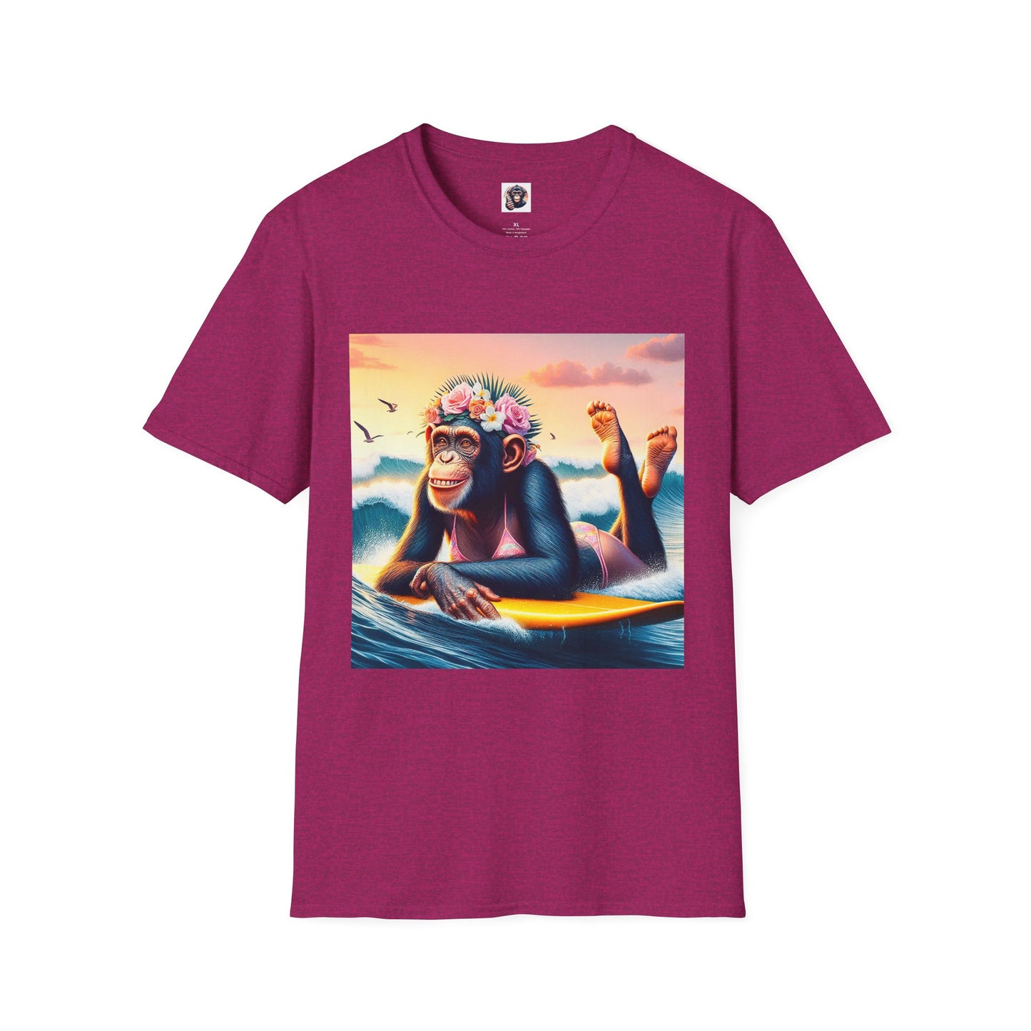 Bonobo surfer queen T-Shirt Printify S Antique Heliconia