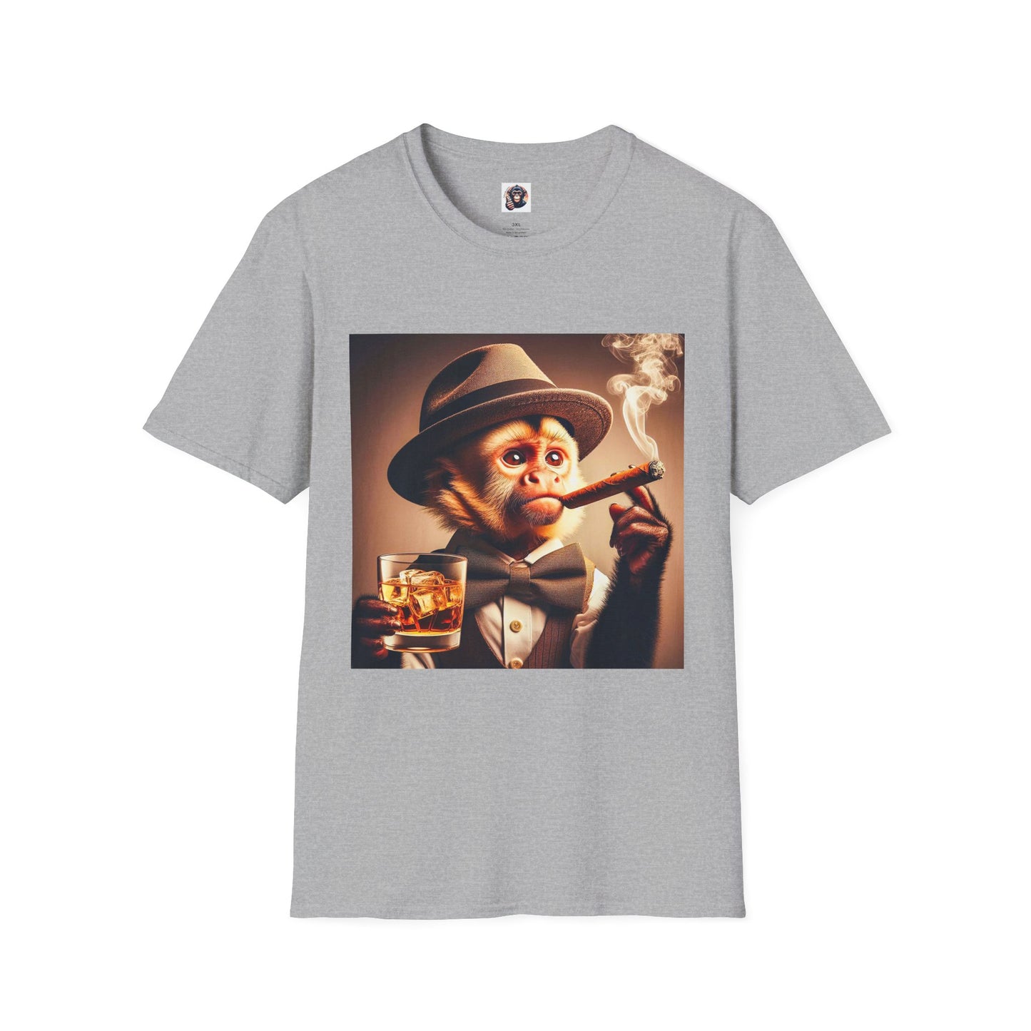 Capuchin Monkey smoking cigar shirt T-Shirt Printify XS Sport Grey