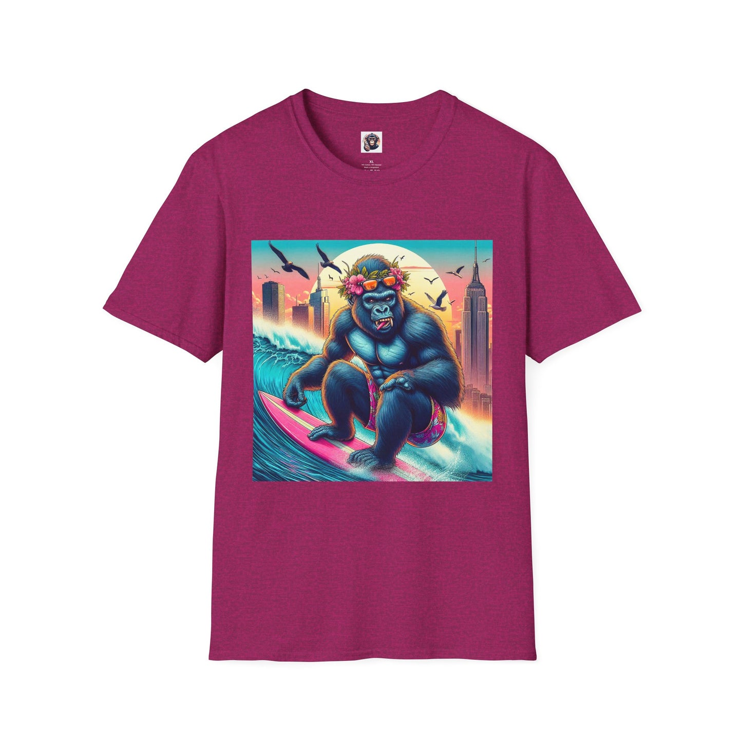 Gorilla pretty surfer T-Shirt Printify S Antique Heliconia