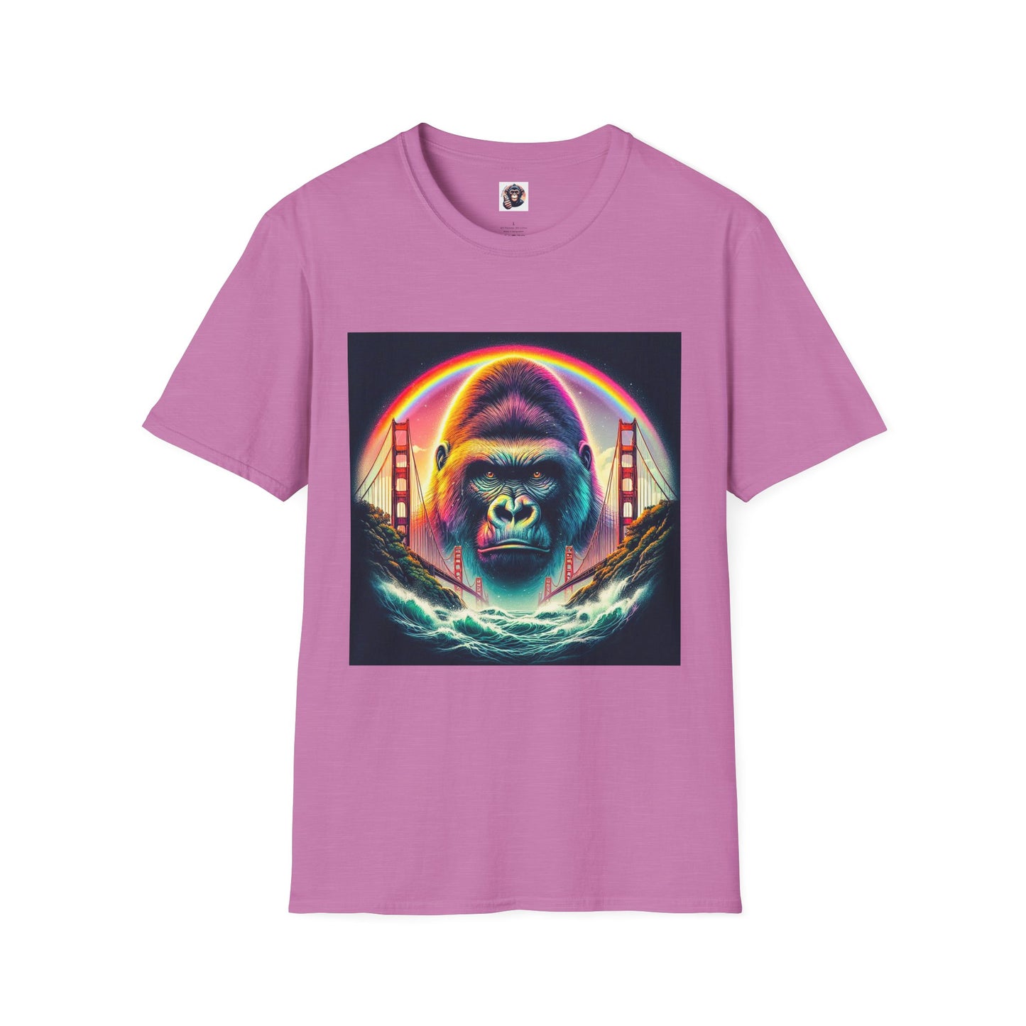 Gorilla rainbow ocean T-Shirt Printify S Heather Radiant Orchid