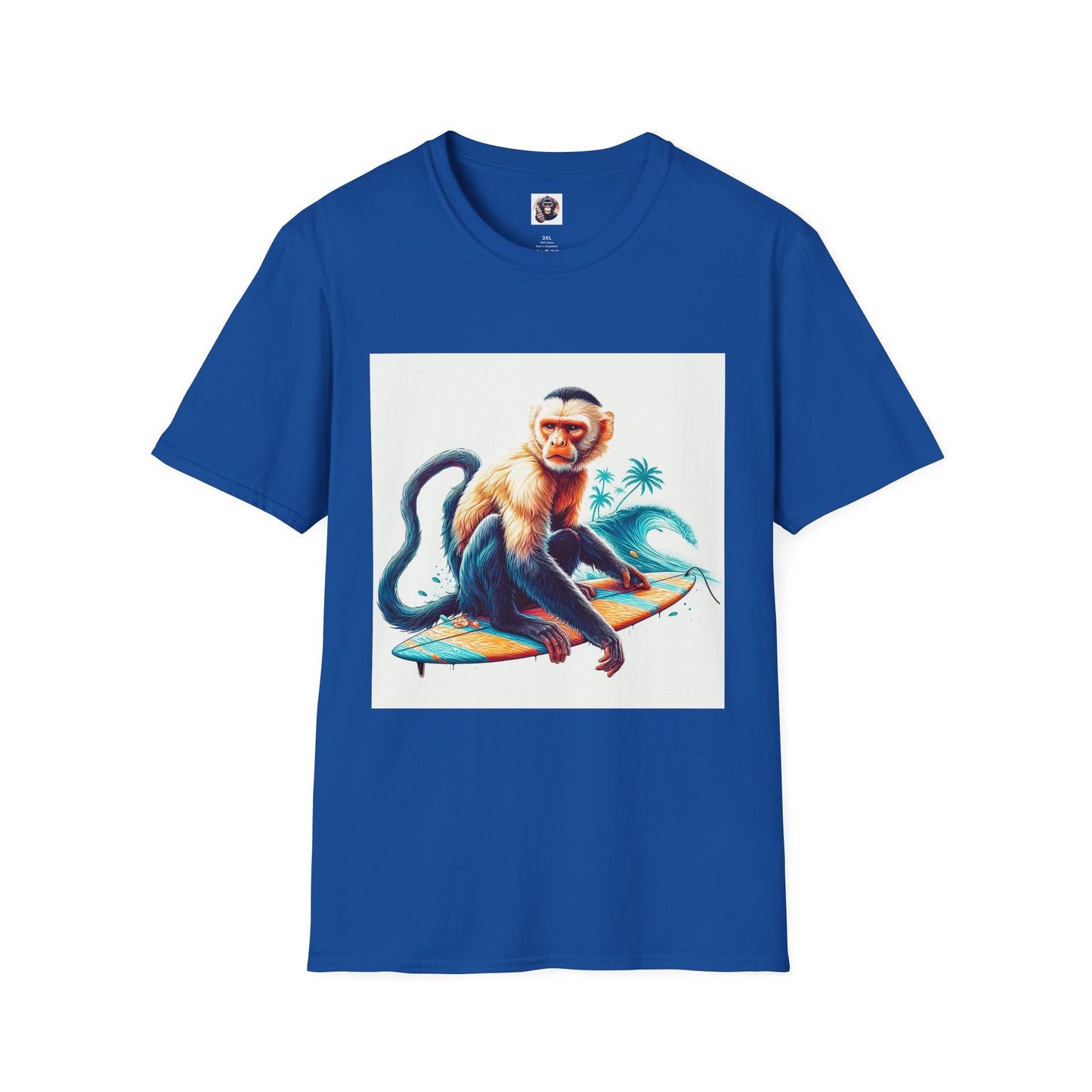 Capuchin Monkey ocean surfer T-Shirt Printify XS Royal