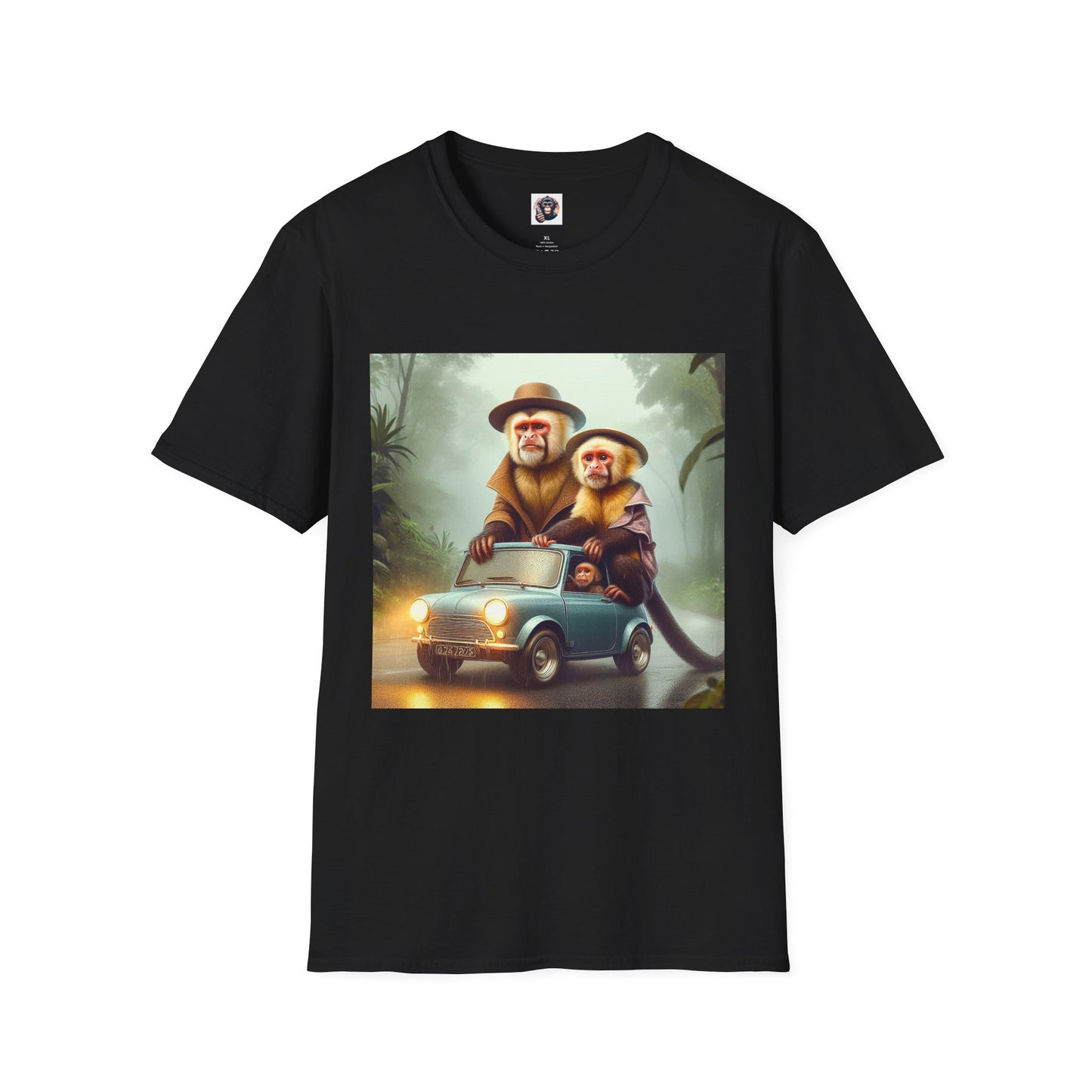 Capuchin Monkey couple driving shirt T-Shirt Printify XS Black