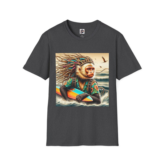 Capuchin Monkey warrior king surfer T-Shirt Printify XS Dark Heather