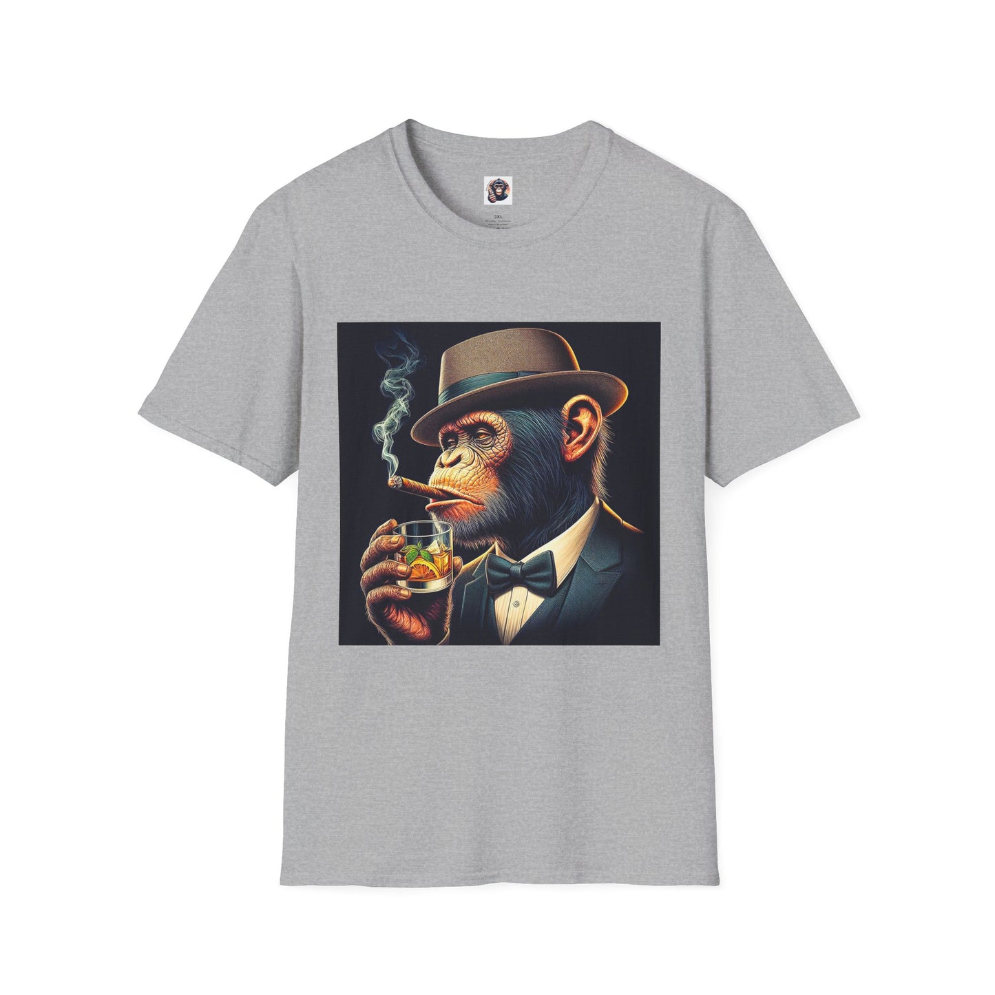 Bonobo cigars and whiskey T-Shirt Printify XS Sport Grey