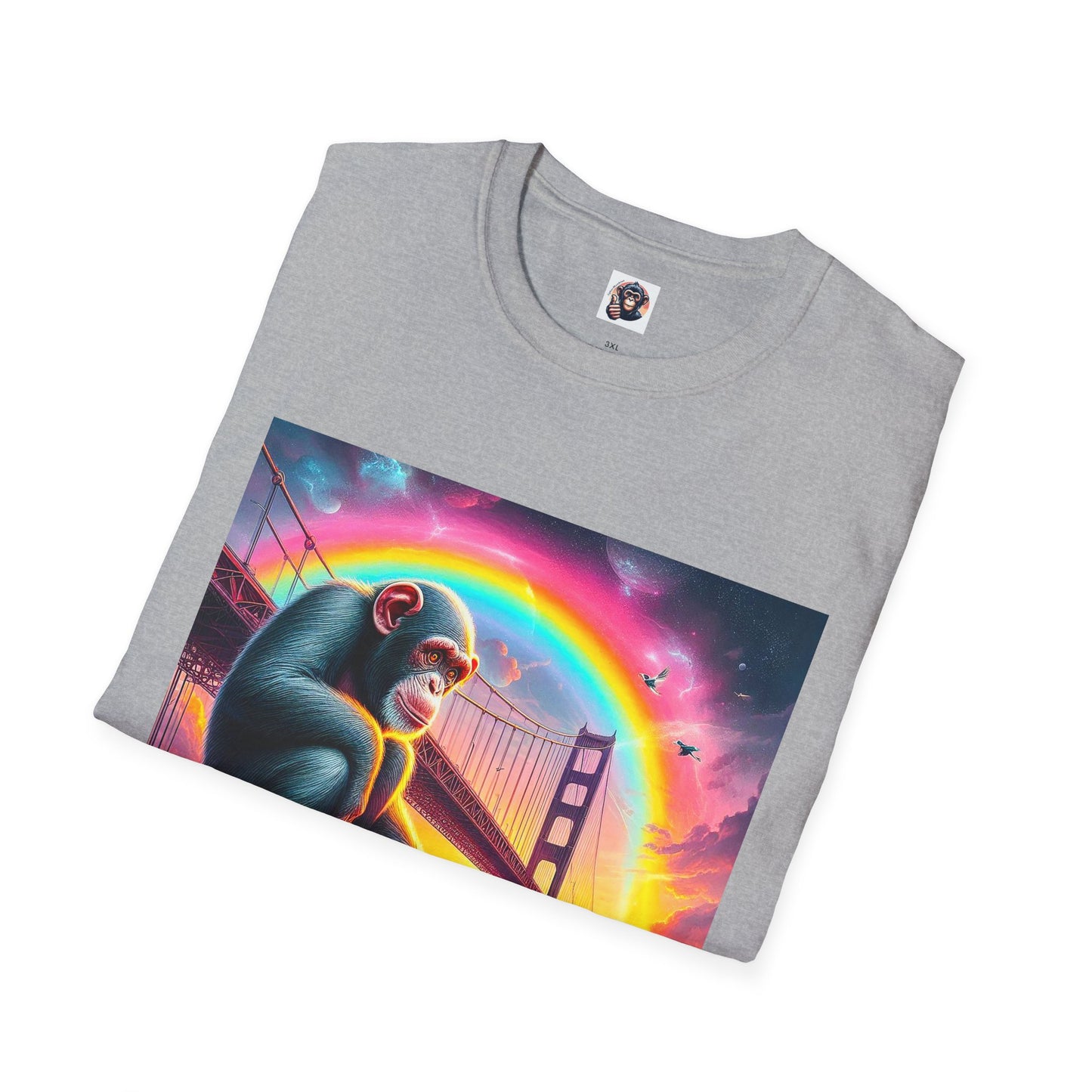 Chimp rainbow bridge T-Shirt Printify