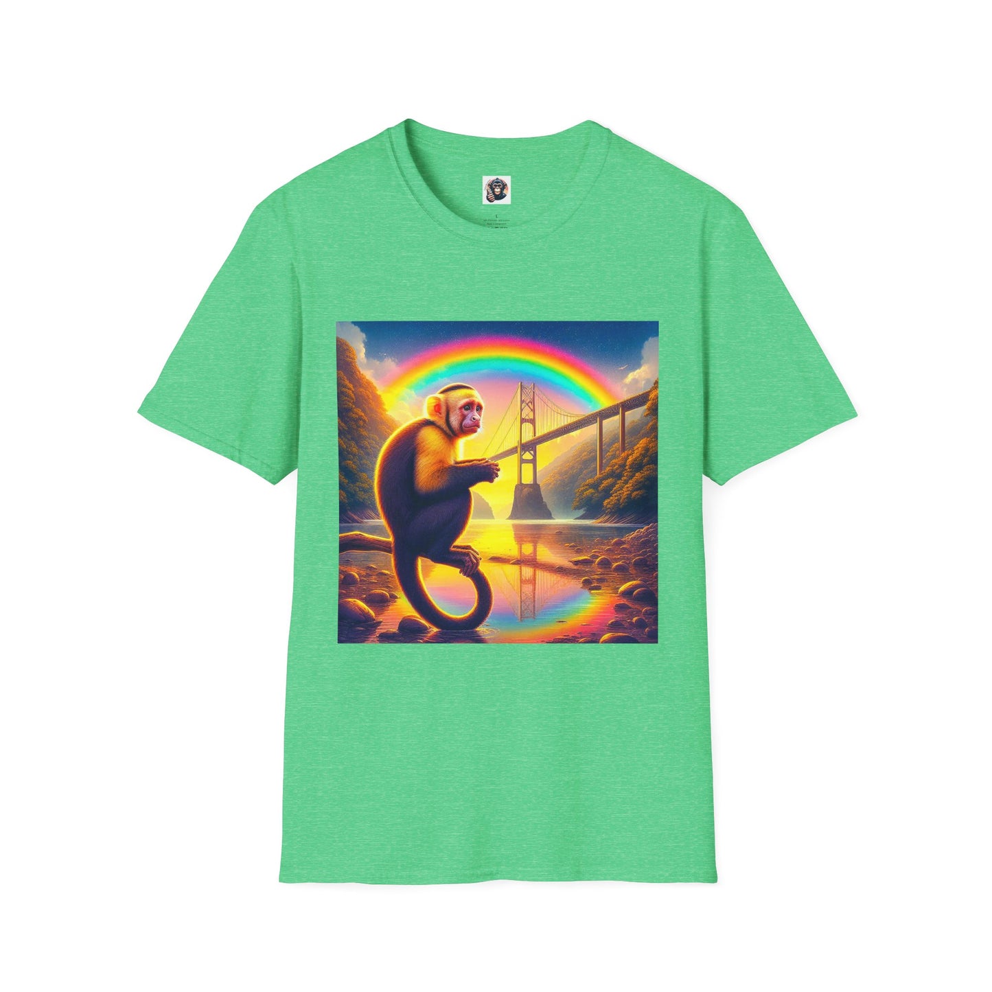Capuchin Monkey rainbow bridge shirt T-Shirt Printify S Heather Irish Green