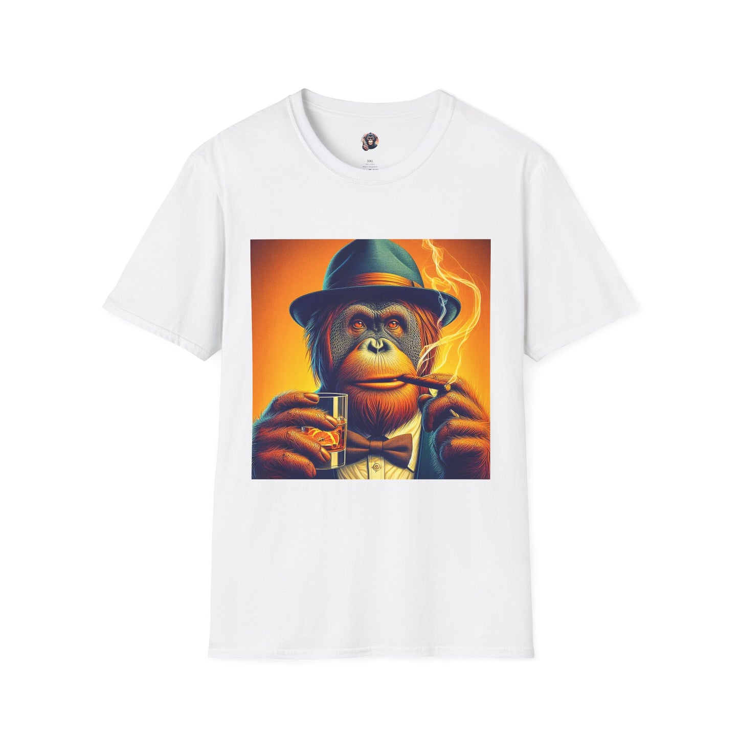 Orangutans whiskey man T-Shirt Printify S White