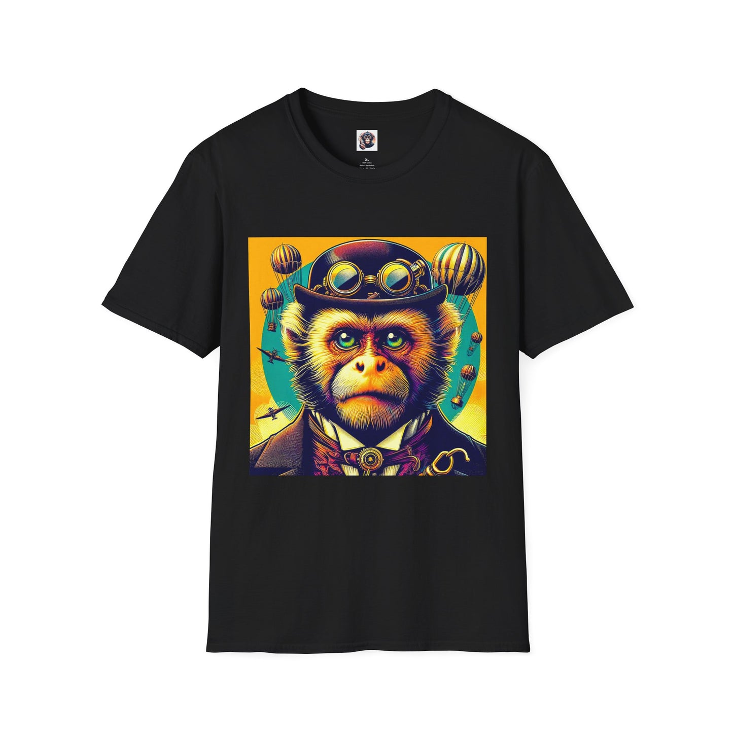 Capuchin Monkey steam punk shirt T-Shirt Printify XS Black
