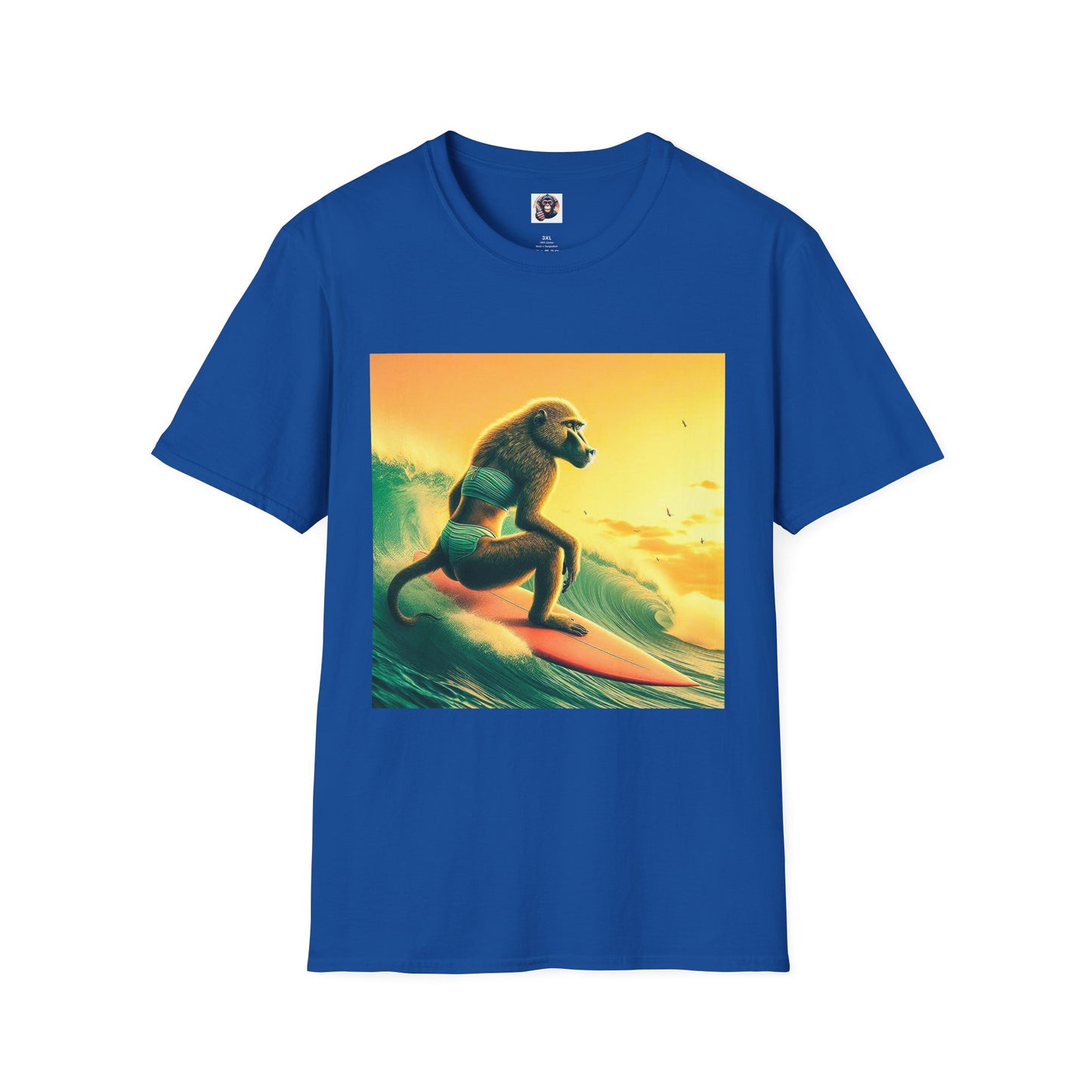 Baboon surfing T-Shirt Printify XS Royal