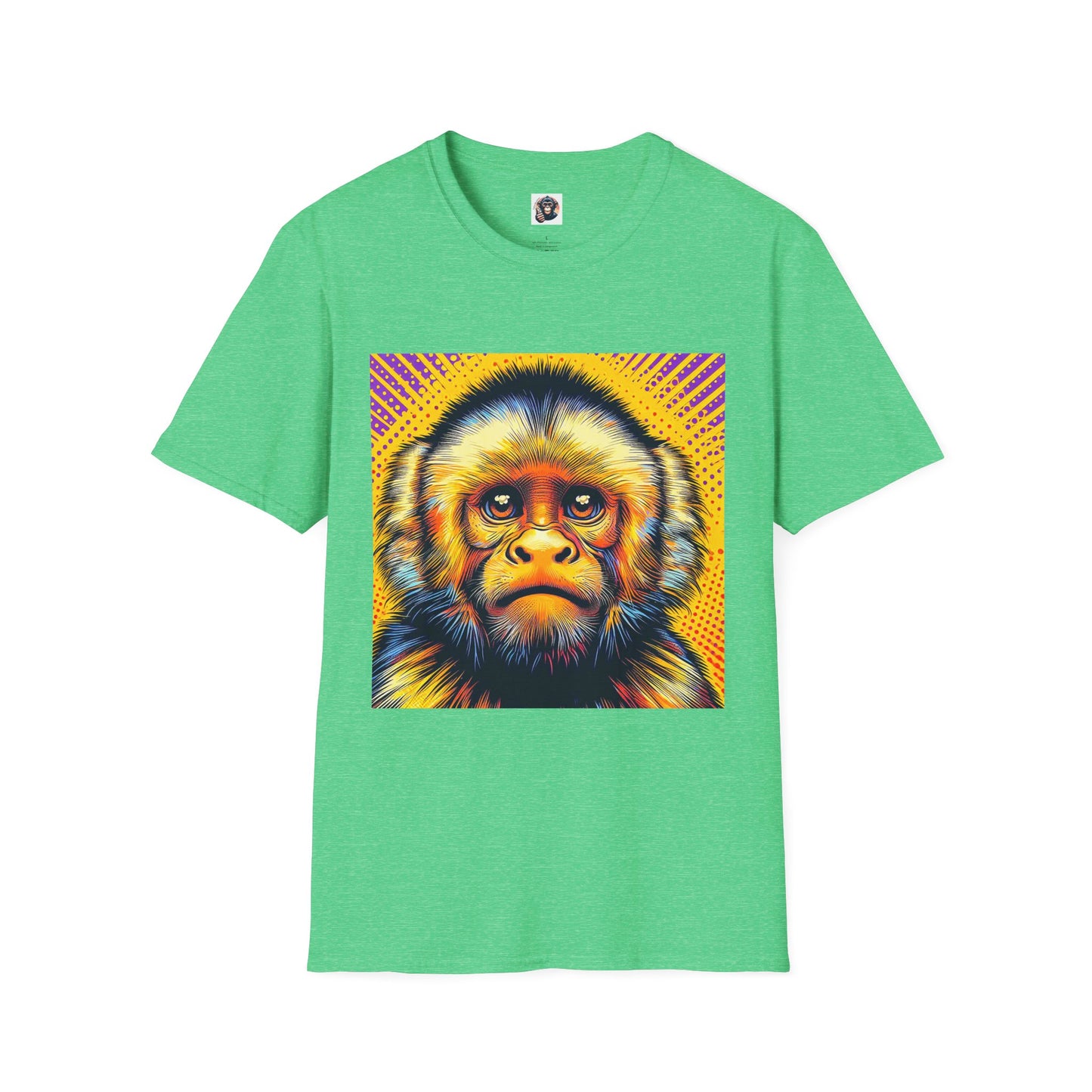 Capuchin Monkey yellow T-Shirt Printify S Heather Irish Green
