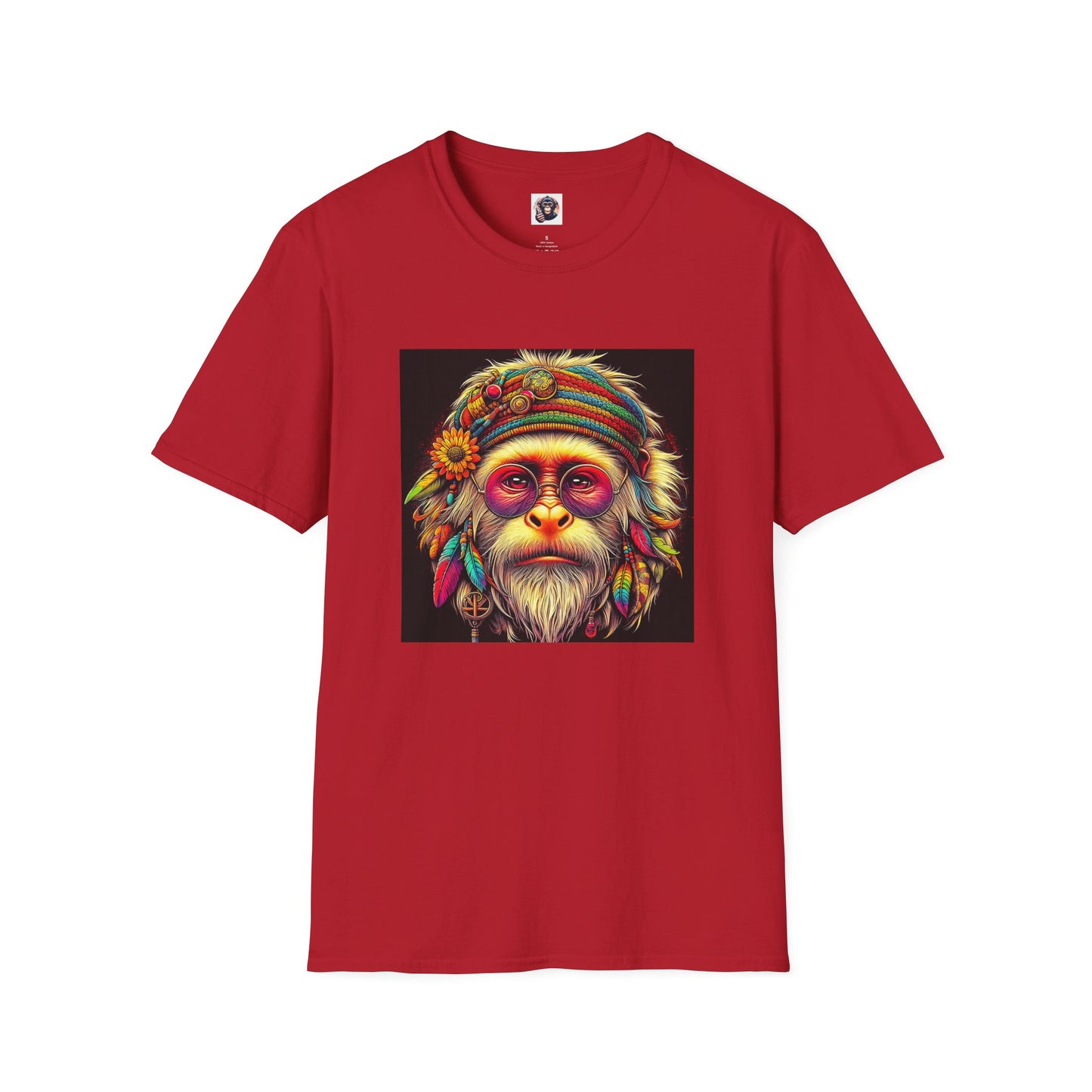 Capuchin Monkey 70s hippie T-Shirt Printify S Cherry Red