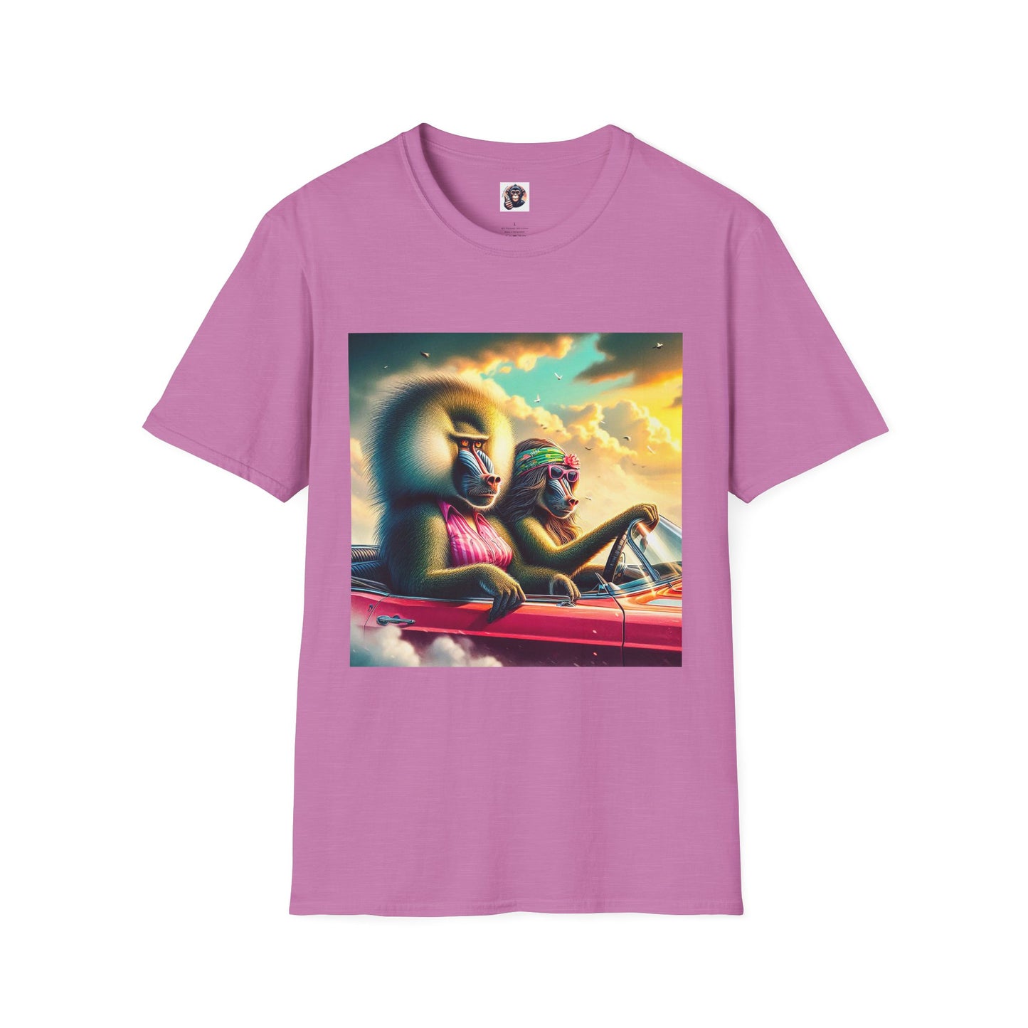 Wacky Baboon couple driving T-Shirt Printify S Heather Radiant Orchid