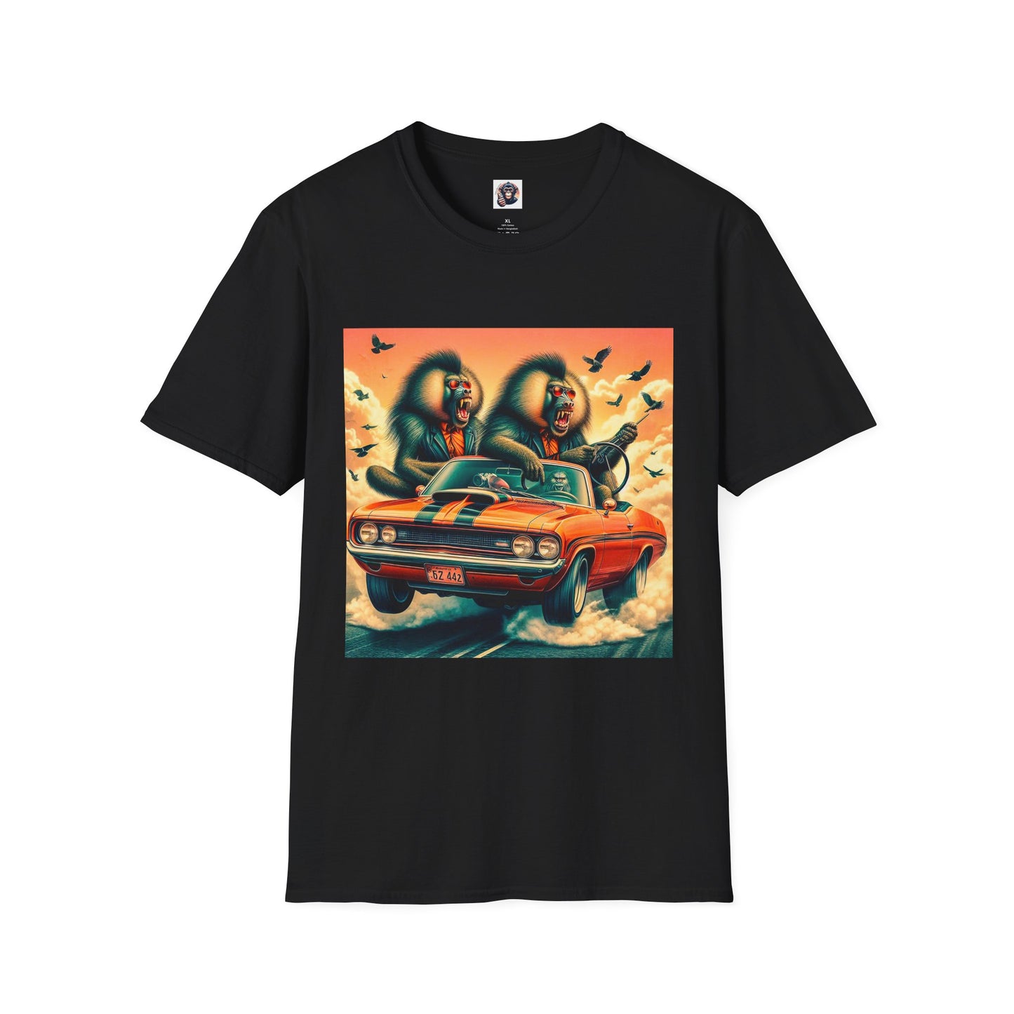 Wacky Baboon tiny car T-Shirt Printify XS Black
