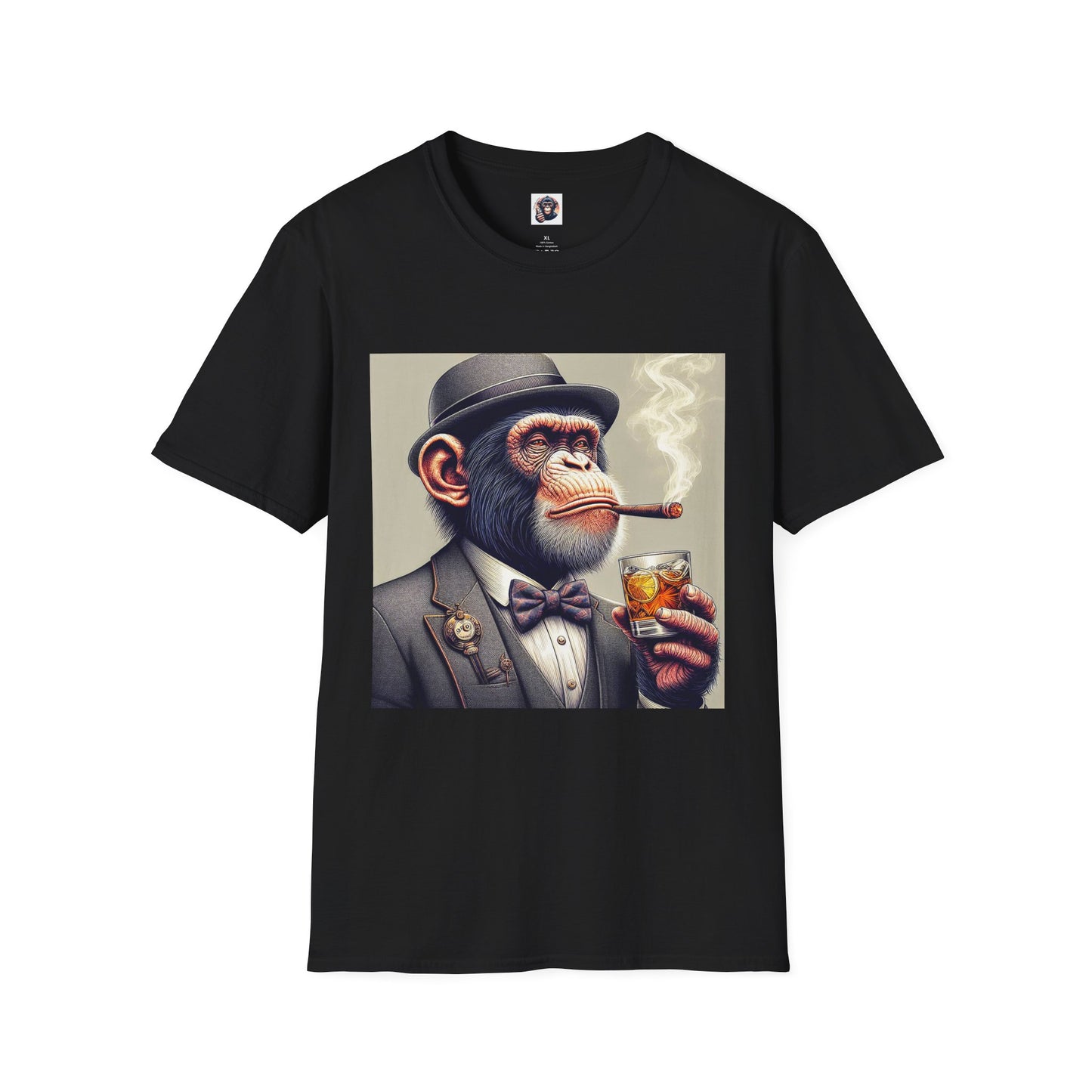 Chimp smoking shirt T-Shirt Printify XS Black