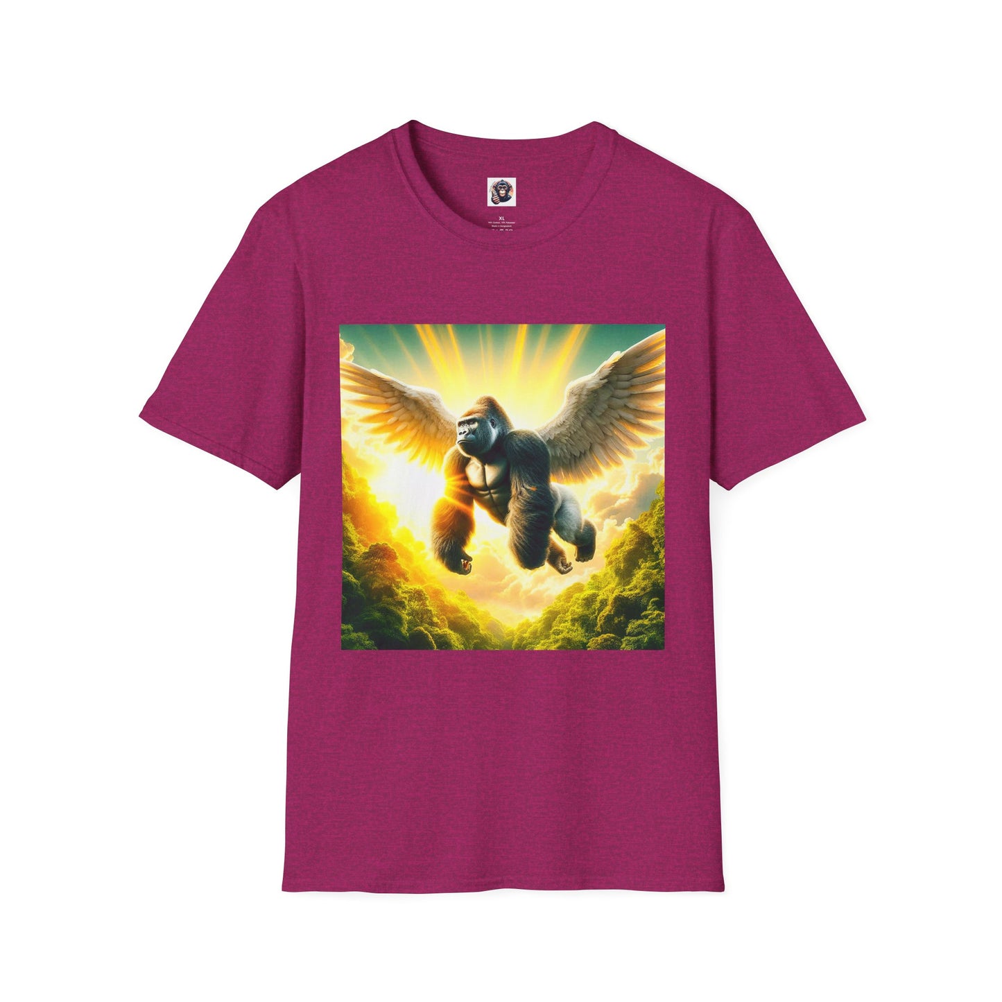Gorilla flying T-Shirt Printify S Antique Heliconia