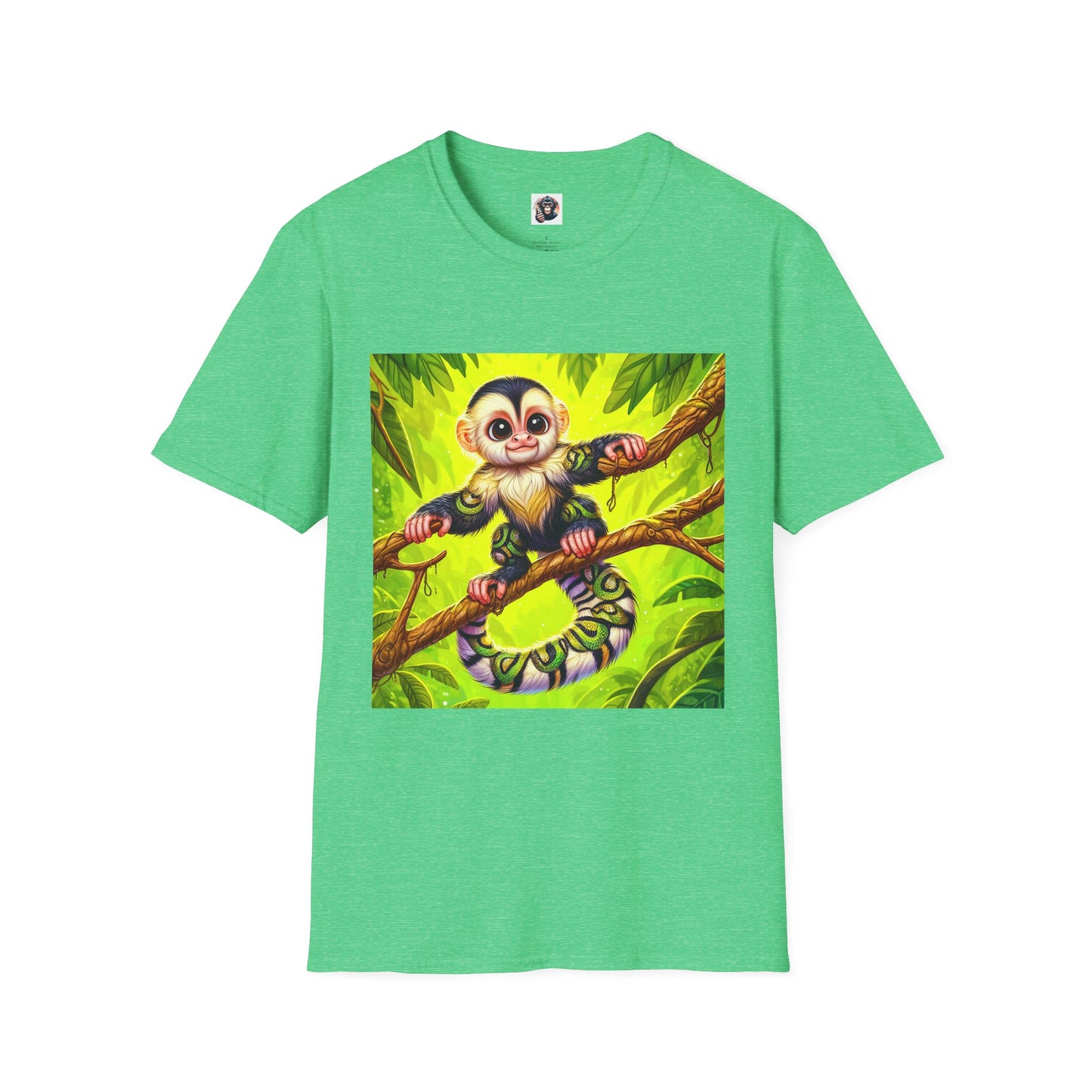 Capuchin Monkey jungle T-Shirt T-Shirt Printify S Heather Irish Green
