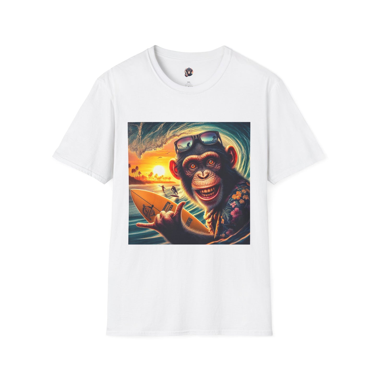 Chimp surfs up T-Shirt Printify S White