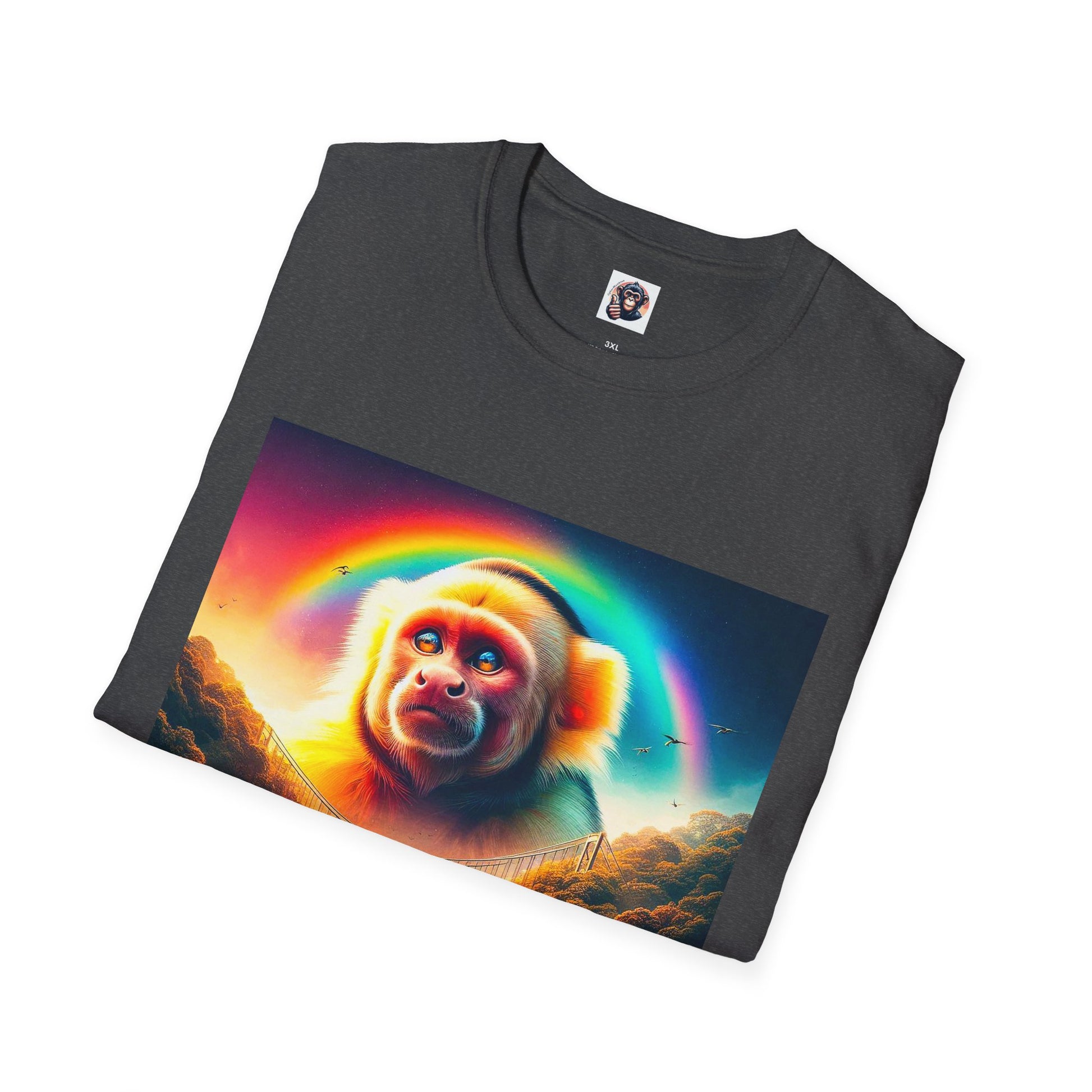 Capuchin Monkey pretty rainbow shirt T-Shirt Printify